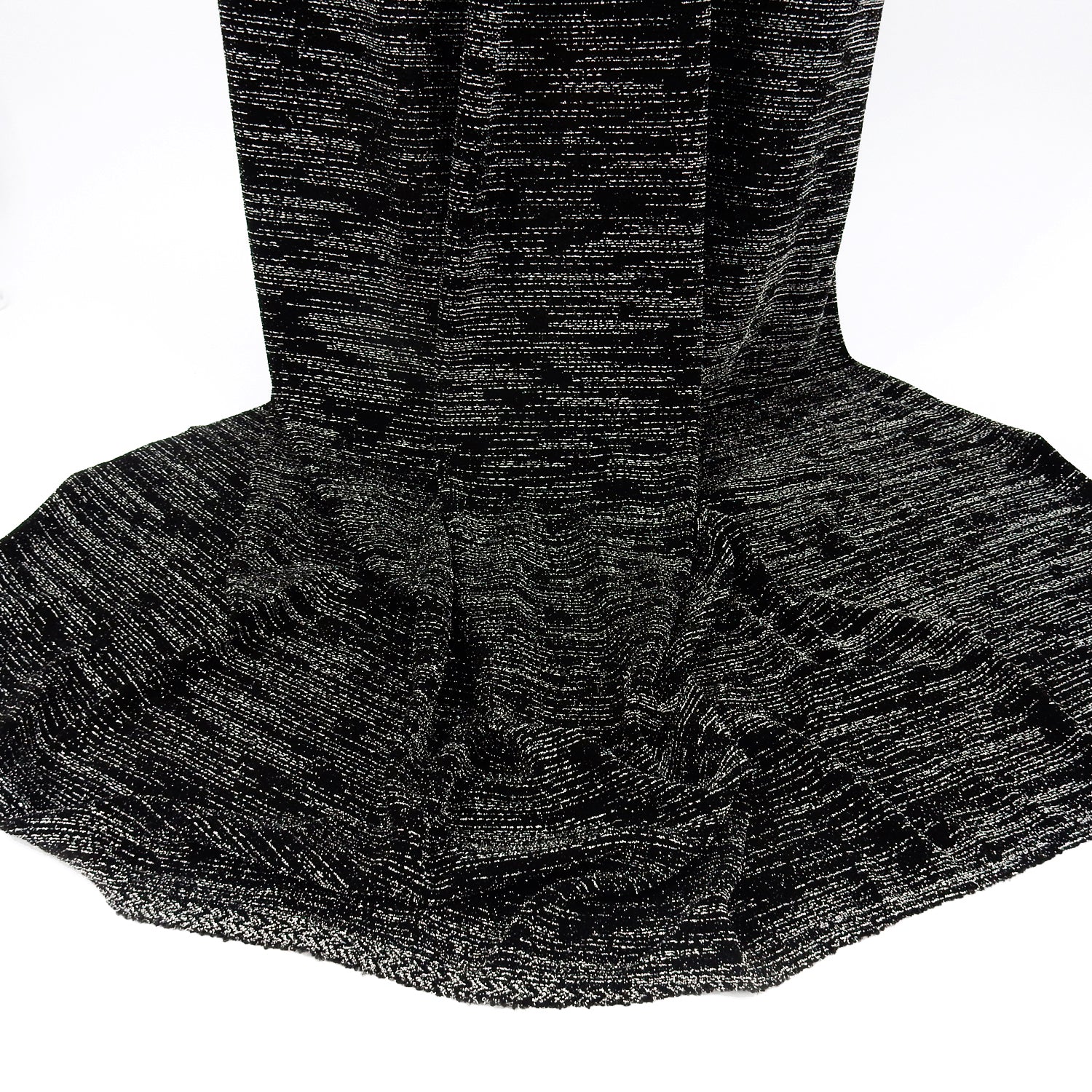 Metallic Shimmer Textured Knit Fabric 418 Black and Silver