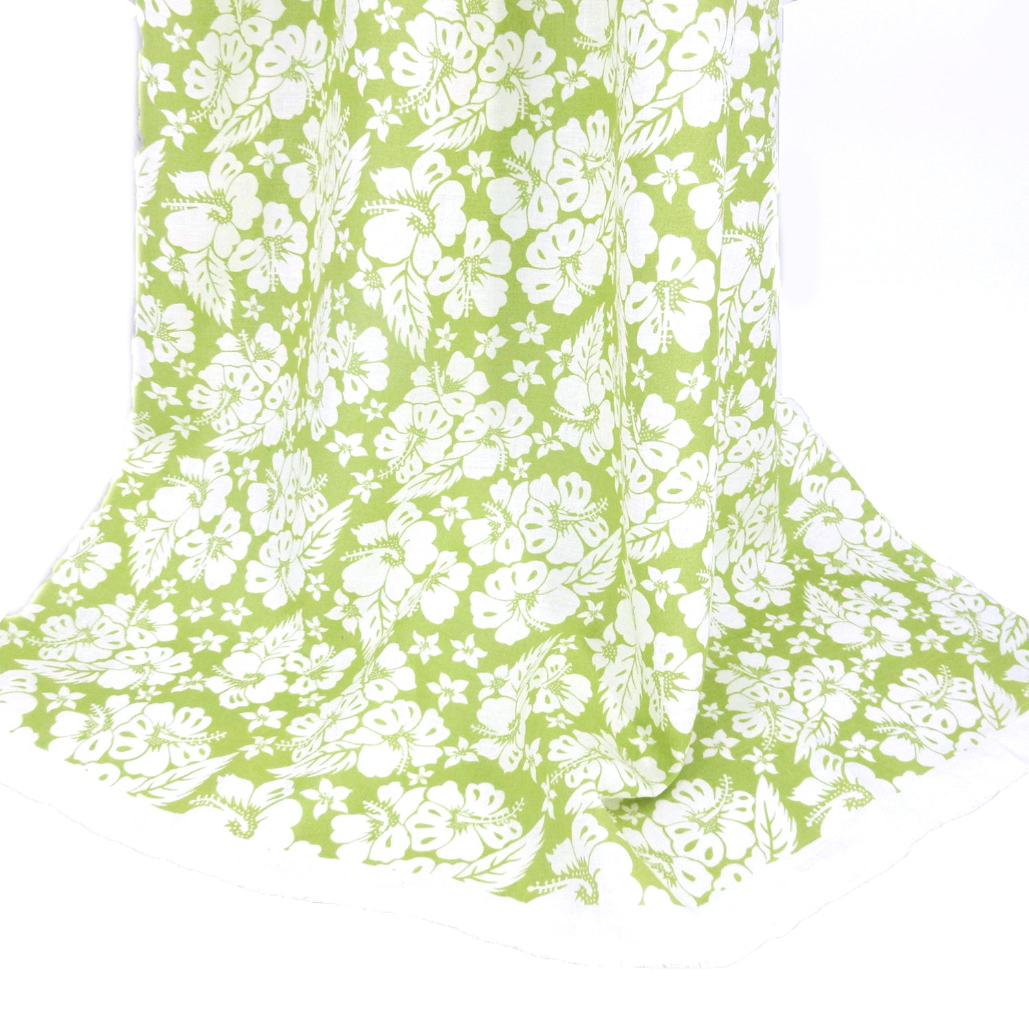 Premium 100% European Linen fabric. white Floral on olive background. dress weight. shown draped
