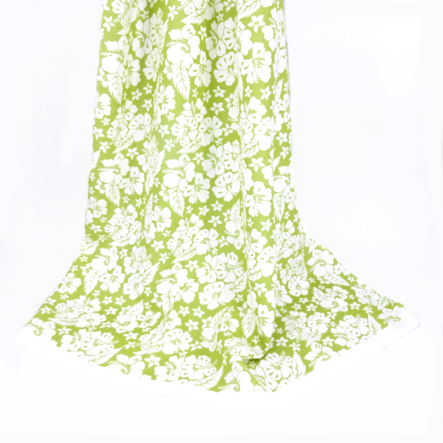Premium 100% European Linen fabric. white Floral on olive background. dress weight. shown draped