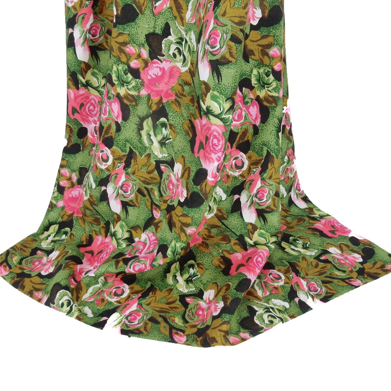 Premium 100% European Linen Floral Print Fabric ALLF1-930 Green