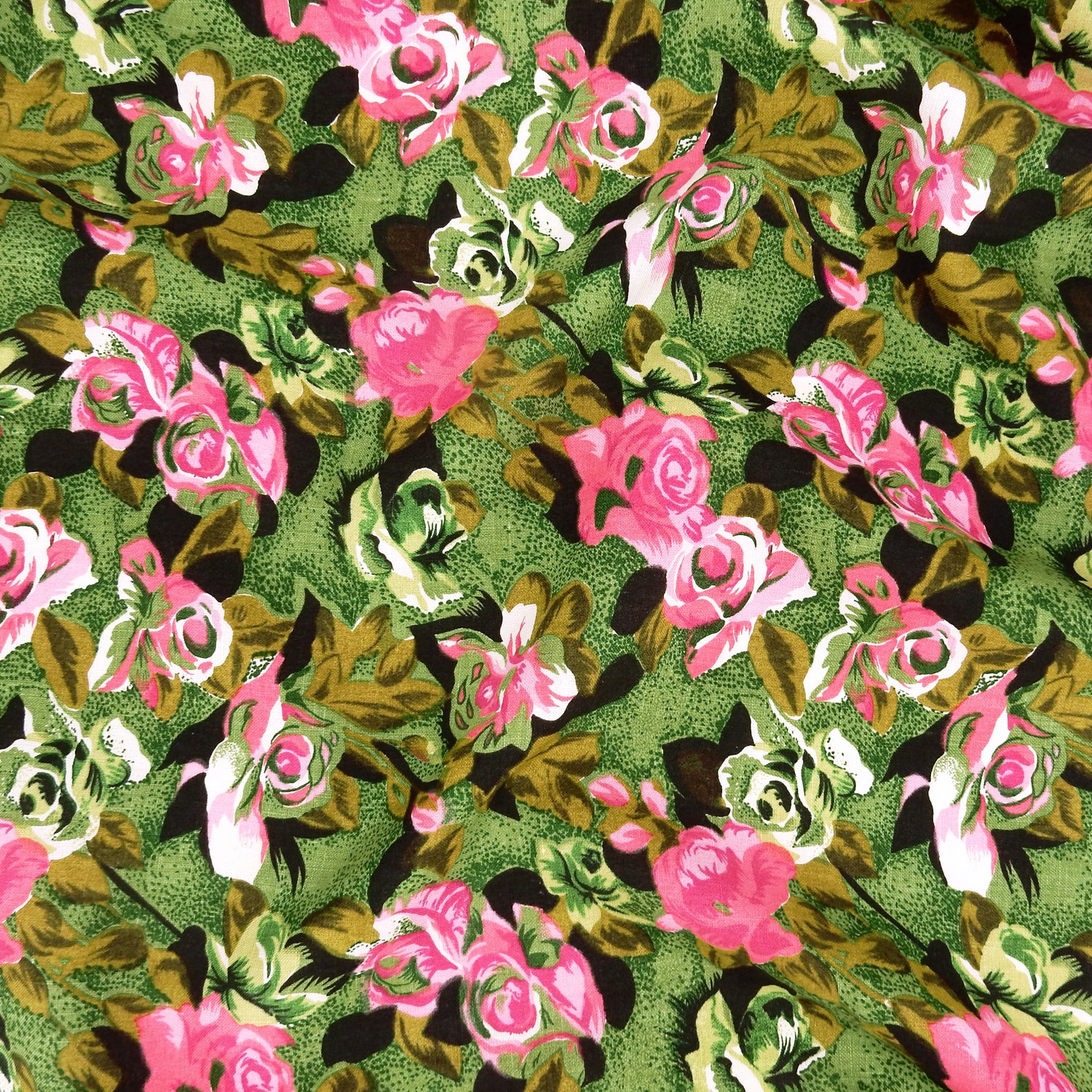 Premium 100% European Linen Floral Print Fabric ALLF1-930 Green