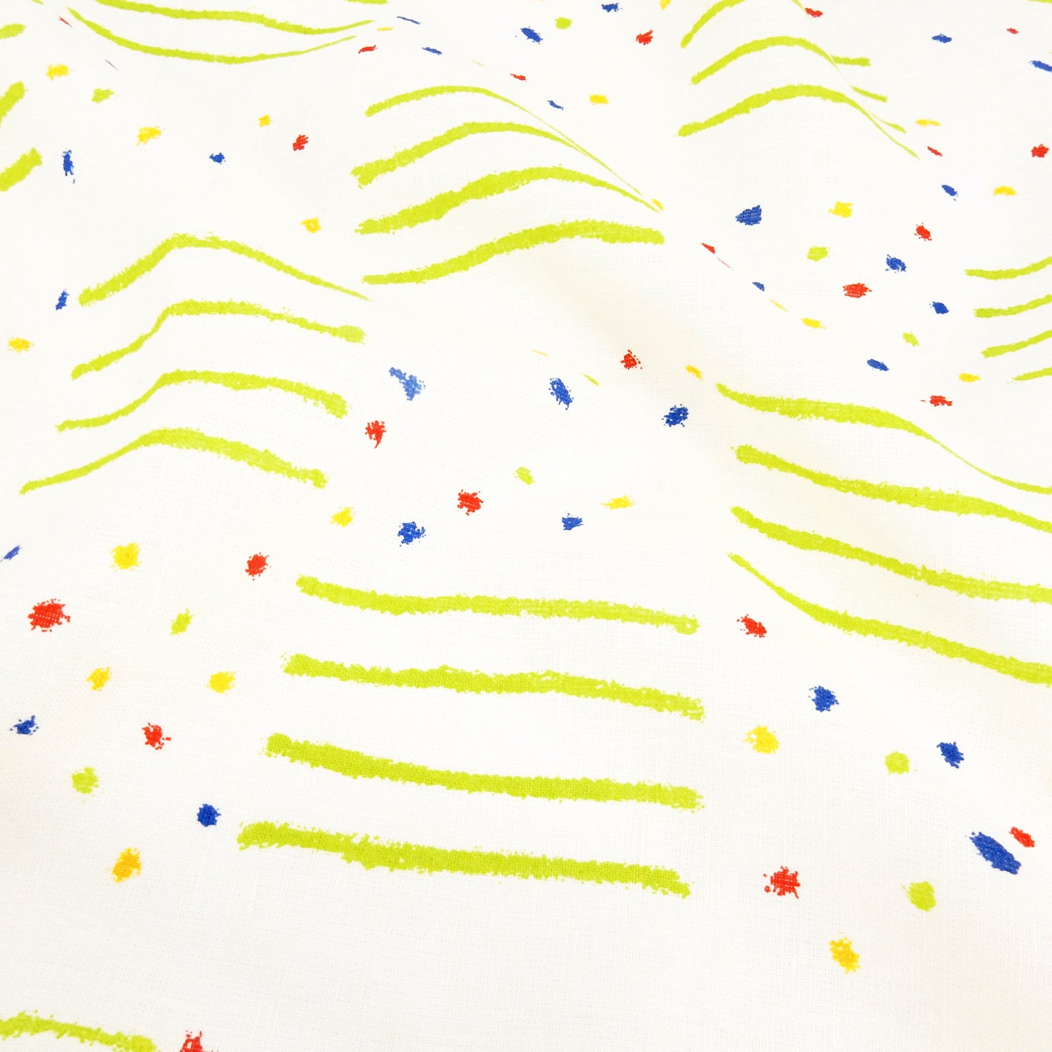Premium 100% European Linen fabric. Playful Geometric line & dot design. medium weight for apparel & home interior. shown lightly gathered