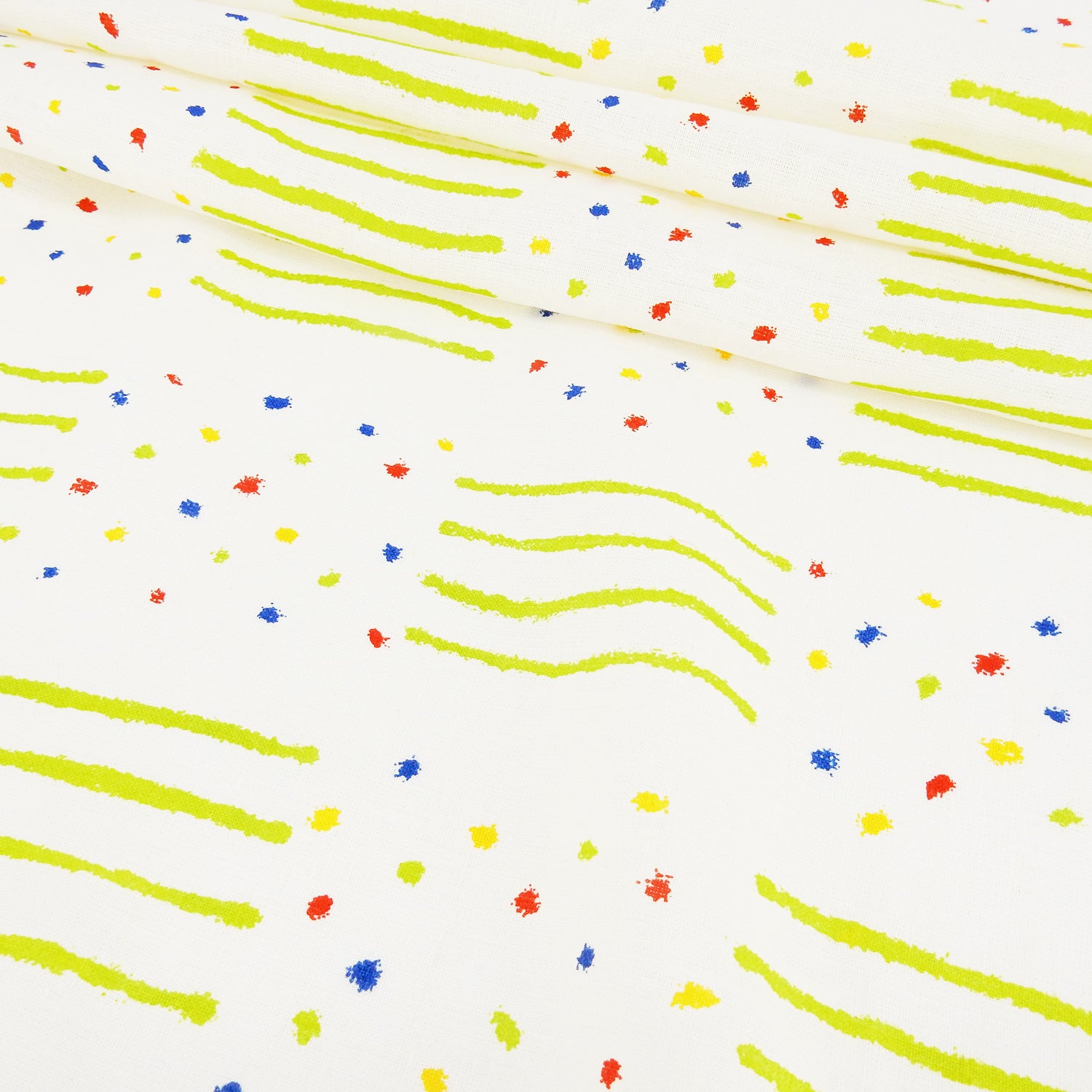 Premium 100% European Linen fabric. Playful Geometric line & dot design. medium weight for apparel & home interior. shown pleated