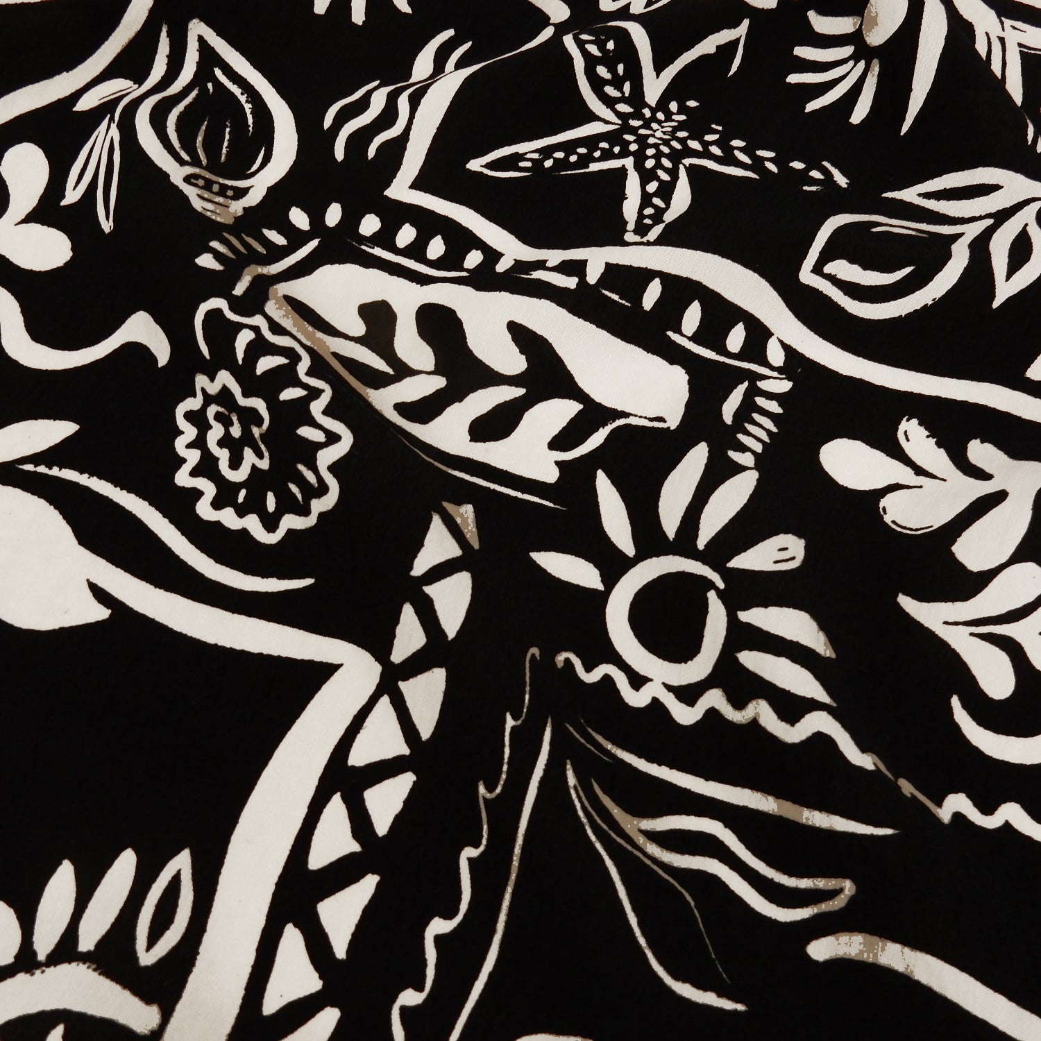 Premium 100% Rayon Challis Fabric. Hand Block Style Print in Black and Beige. Light weight, ultra soft, silk like texture. shown lightly gathered