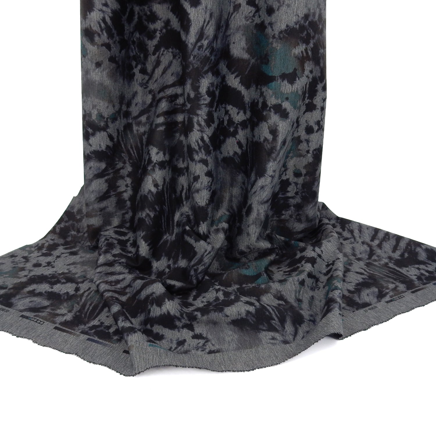 Premium Fine Rib Stretch Knit Fabric – Muted Batik CLF1-849 Grays, Purple & Teal