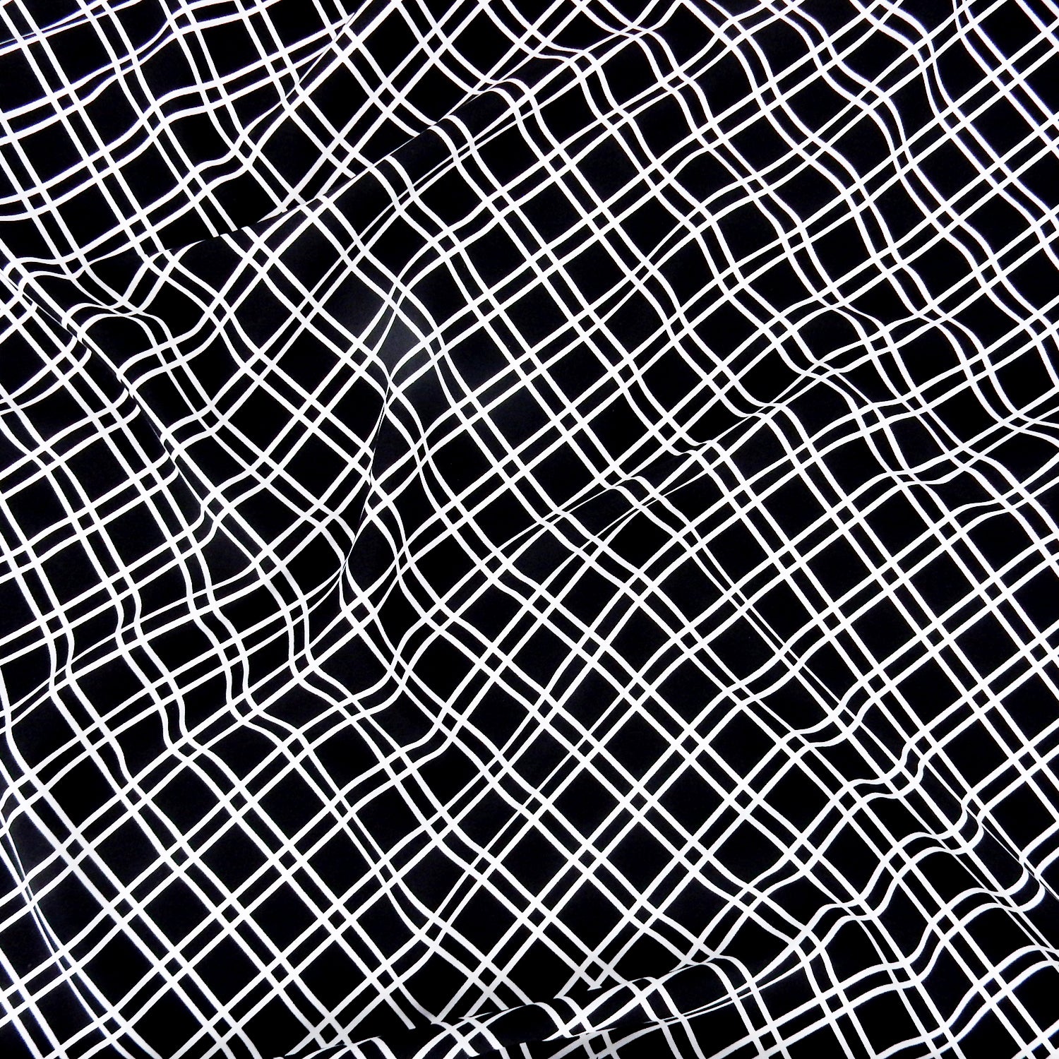 Black & White Geometric Diagonal Boxes – Silky Smooth Stretch Dress Fabric CLF1-852