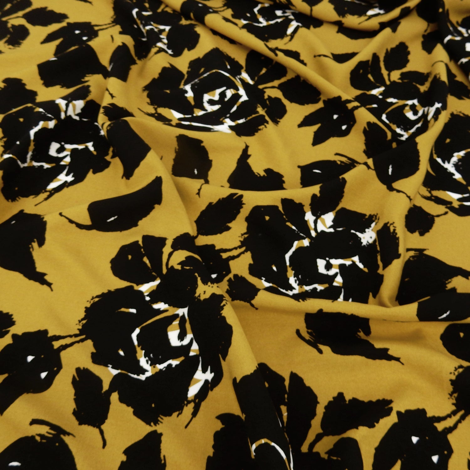 Bold Floral Premium 100% Rayon Challis Fabric CLF1-853 Warm Taupe