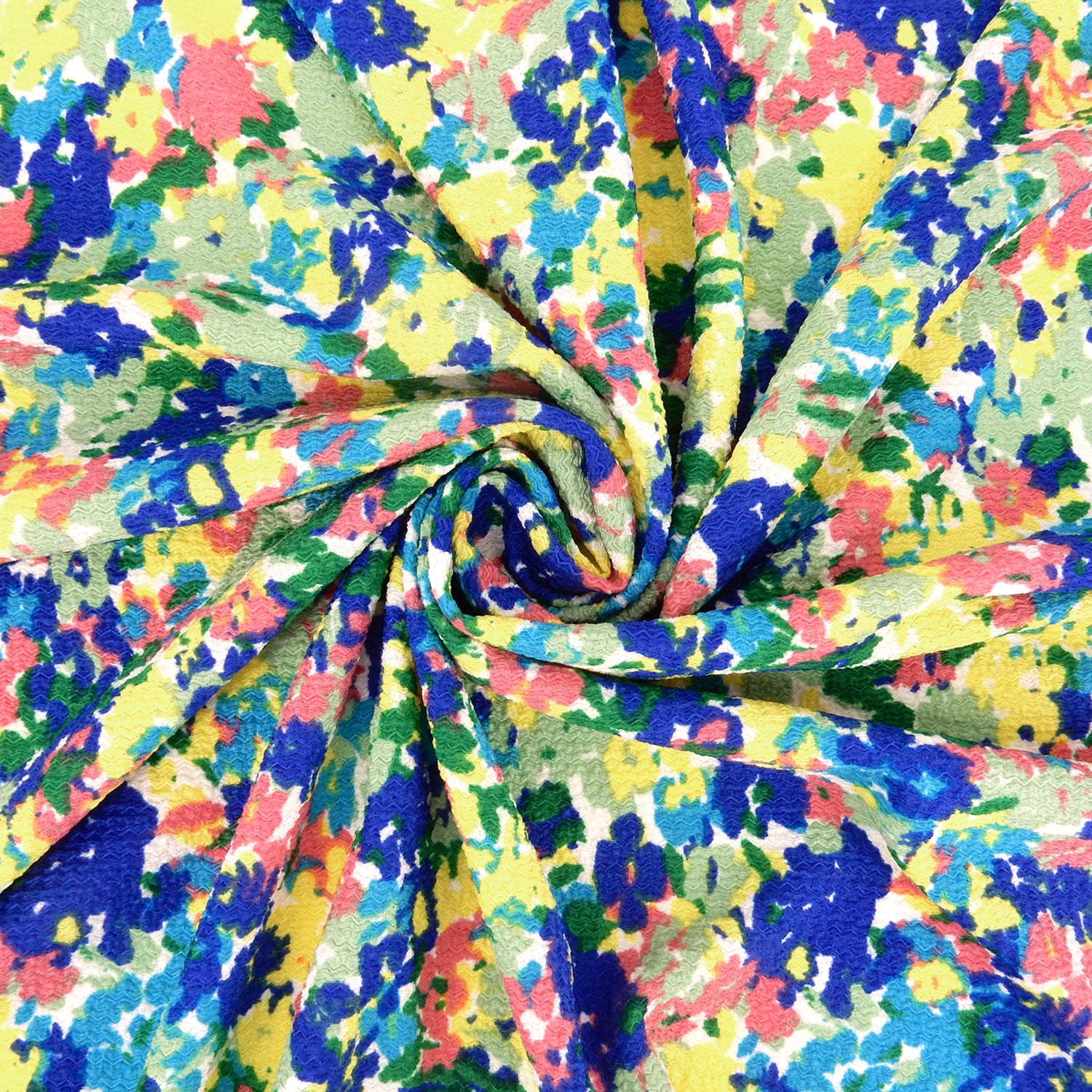 Watercolor Floral Textured Zigzag Jacquard Stretch Dress Fabric- CLF1-858 Blue