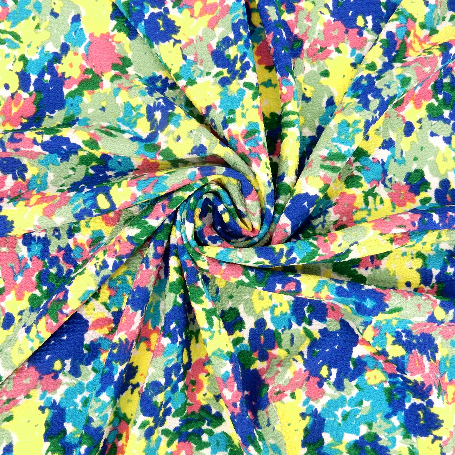 Watercolor Floral Textured Zigzag Jacquard Stretch Dress Fabric- CLF1-858 Blue