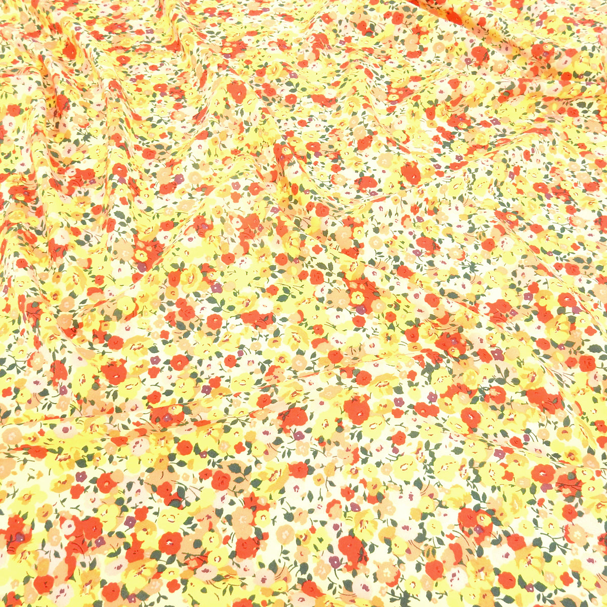Premium Petite Floral 100% Rayon Challis Fabric CLF1-912 Yellow