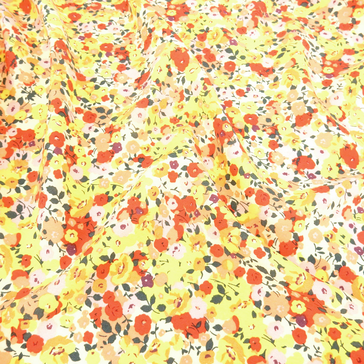 Premium Petite Floral 100% Rayon Challis Fabric CLF1-912 Yellow