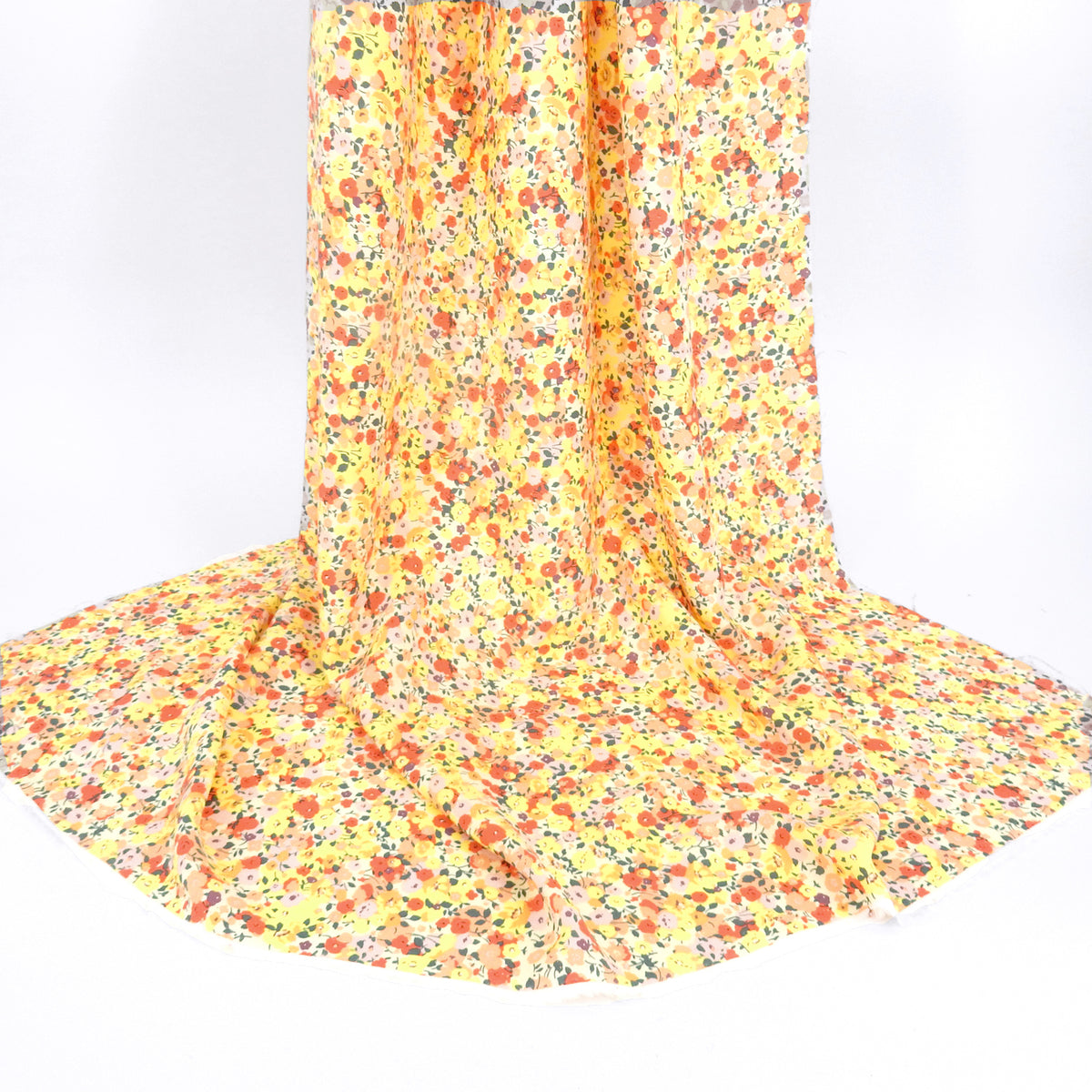 Premium Petite Floral 100% Rayon Challis Fabric CLF1-912 Yellow