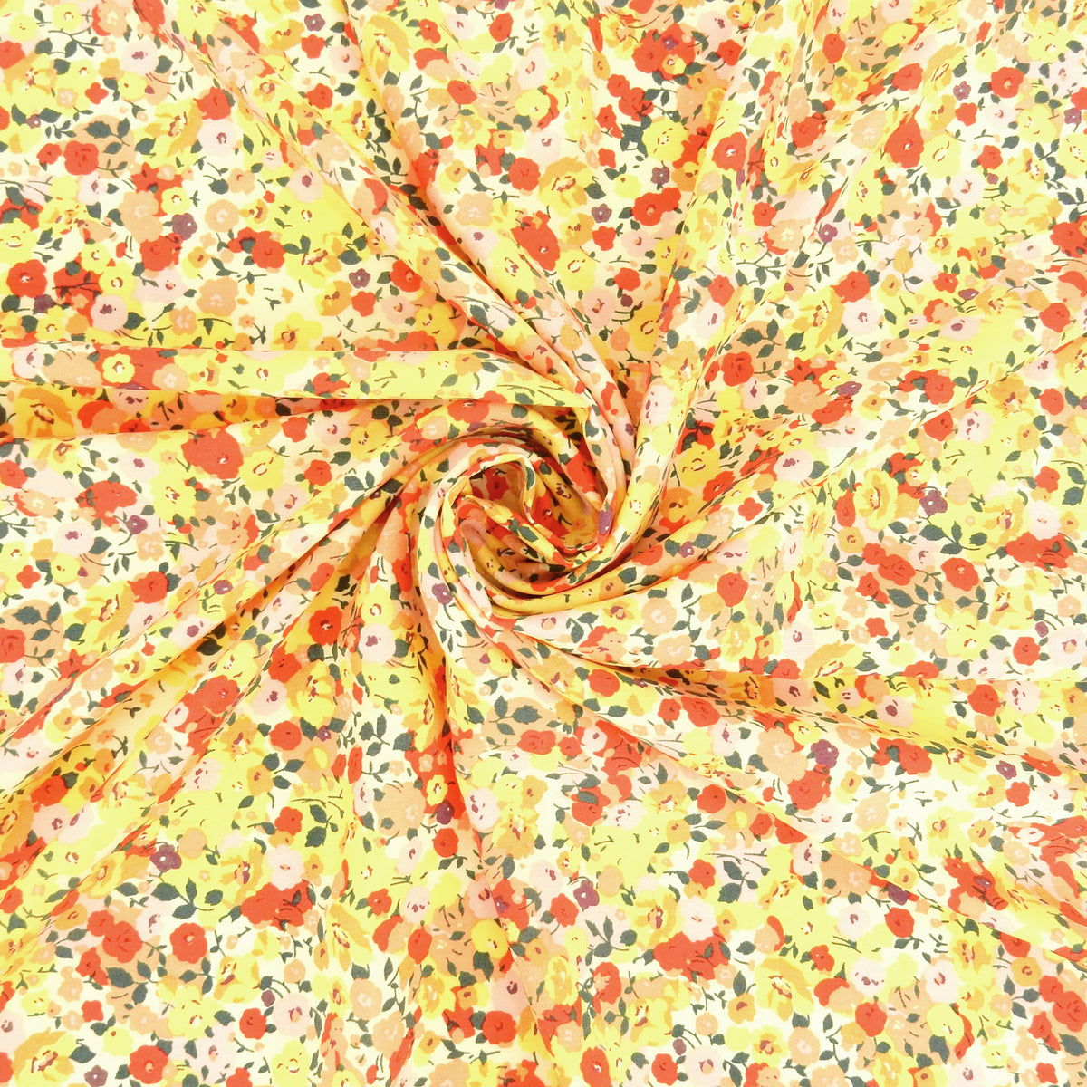 Premium Petite Floral 100% Rayon Challis Fabric CLF1-912 Yellow
