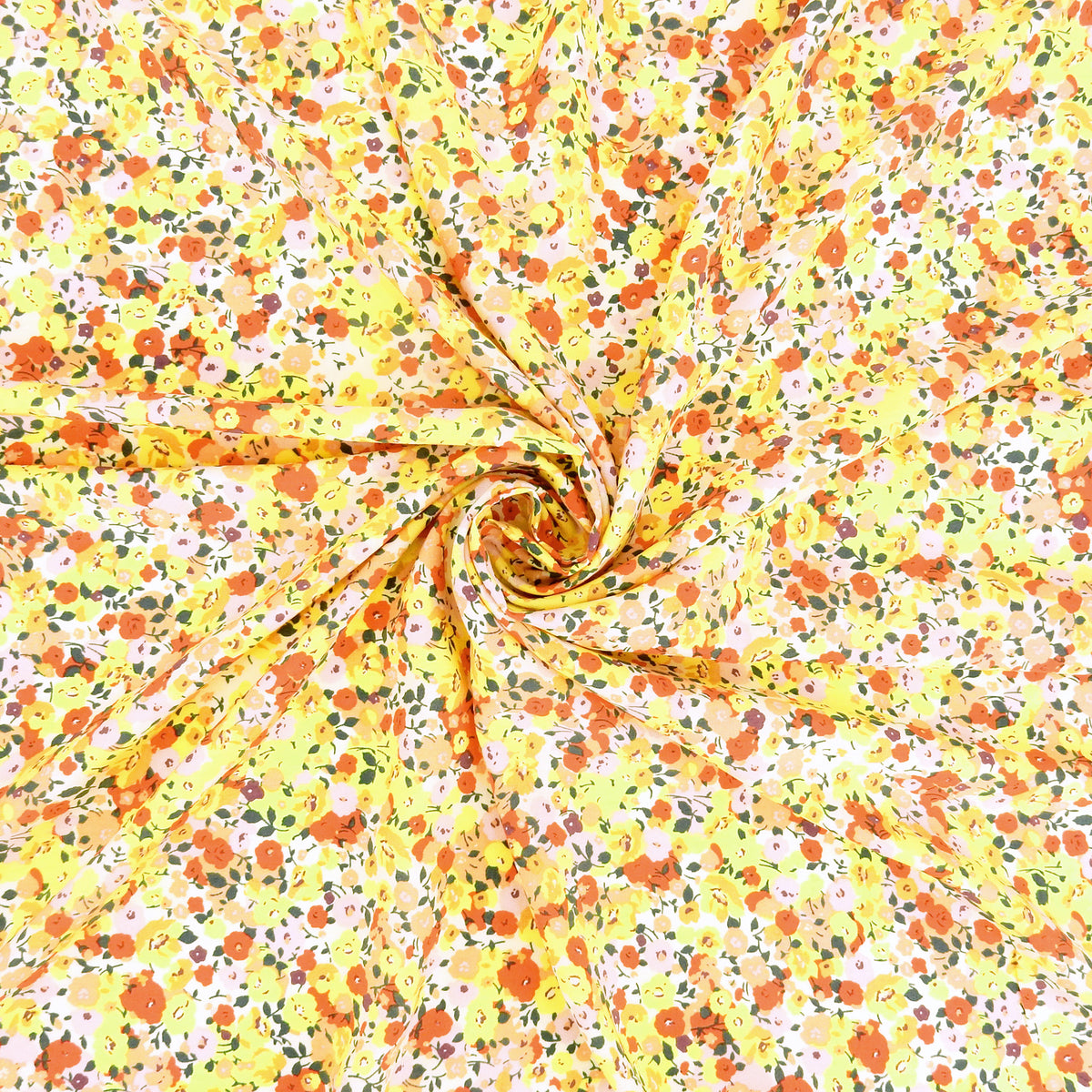 Premium Petite Floral 100% Rayon Challis Fabric CLF1-912 Yellow