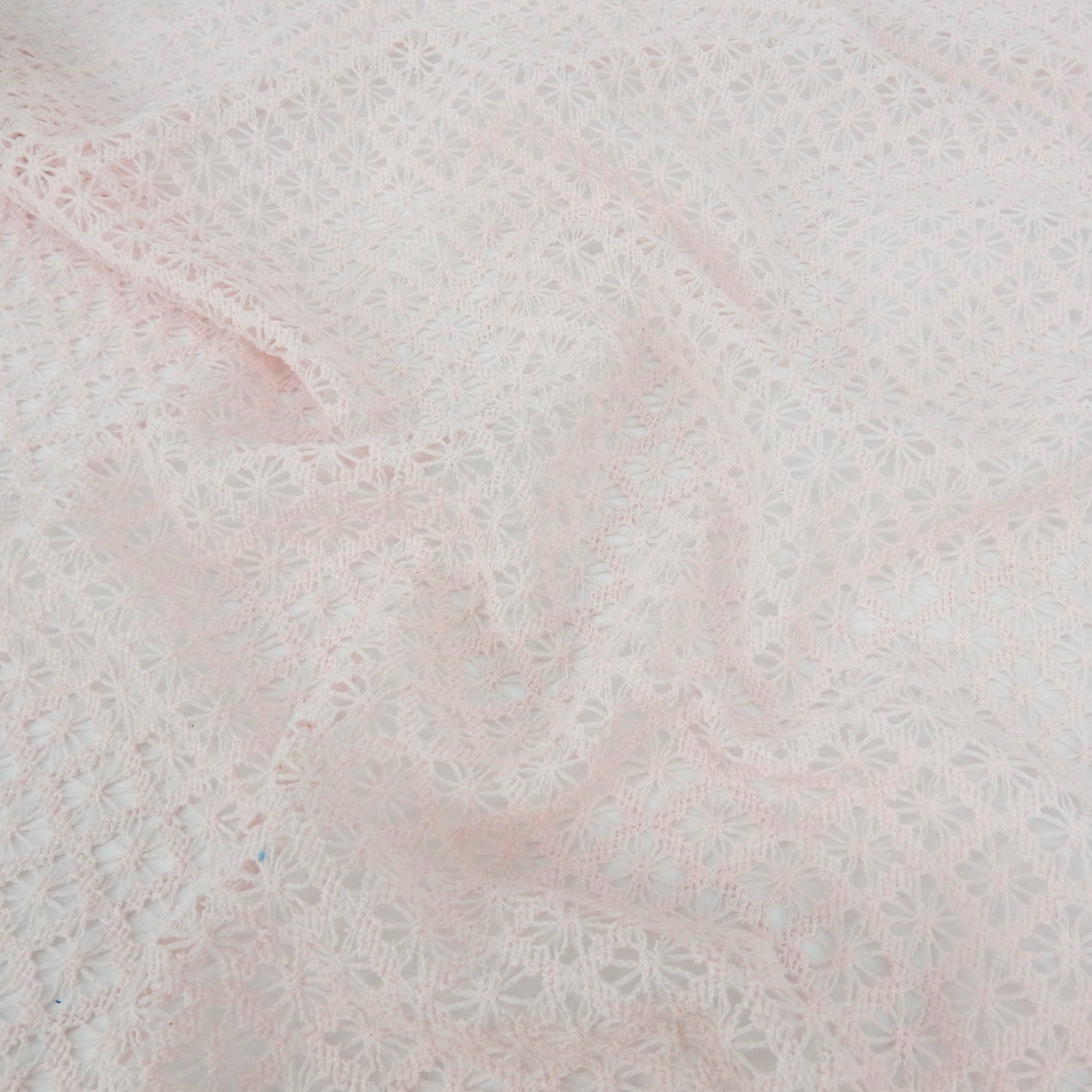 Petal Pink Open-Weave Crochet-Look Lace Fabric 145