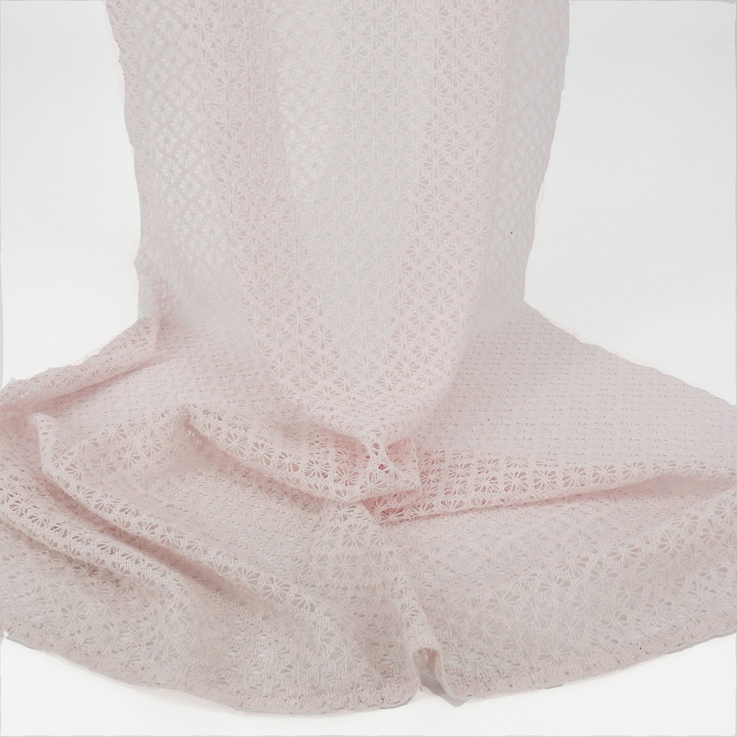 Petal Pink Open-Weave Crochet-Look Lace Fabric 145