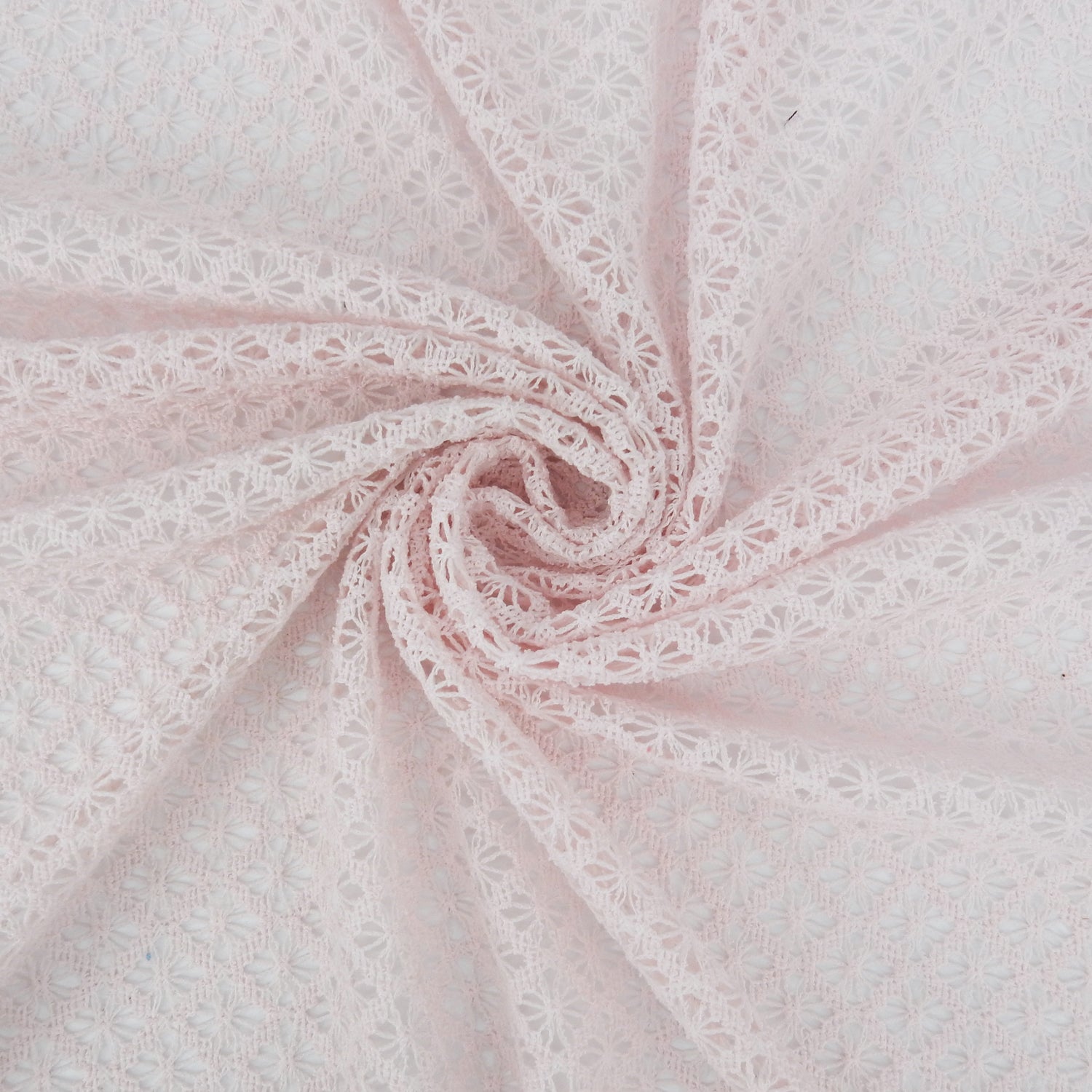 Petal Pink Open-Weave Crochet-Look Lace Fabric 145