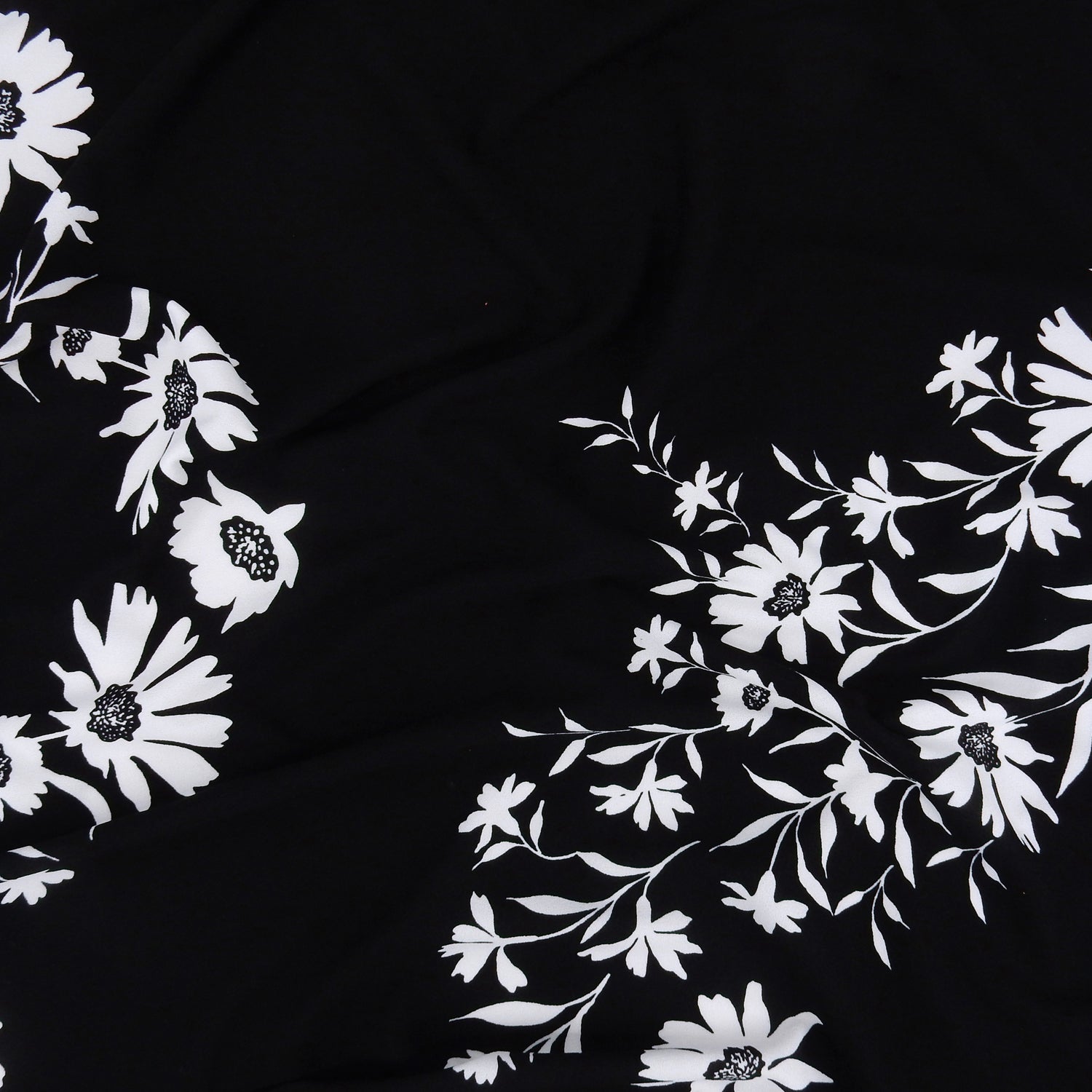 Premium Woven Stretch Crepe Fabric - CLF1-847 Black-White
