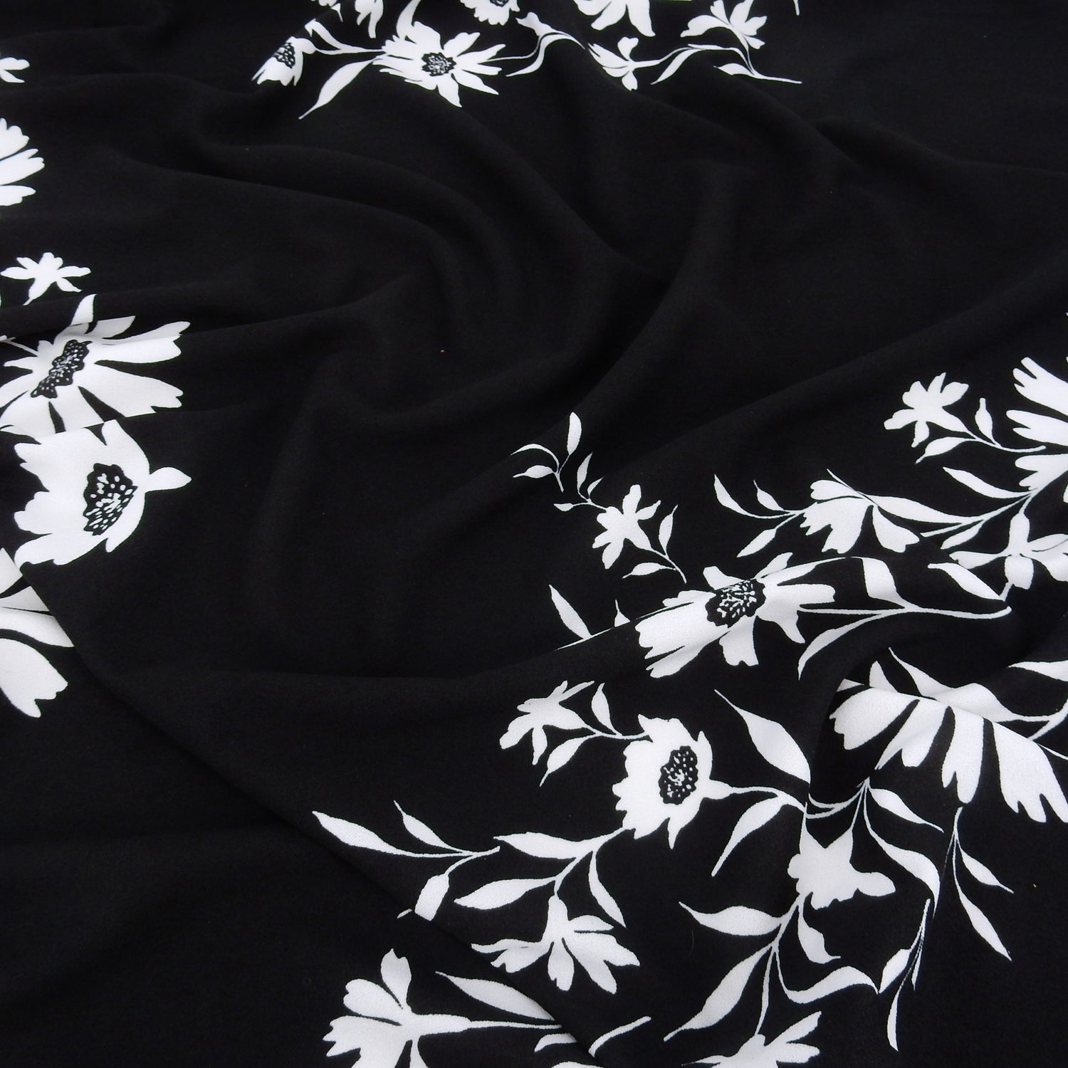 Premium Woven Stretch Crepe Fabric - CLF1-847 Black-White