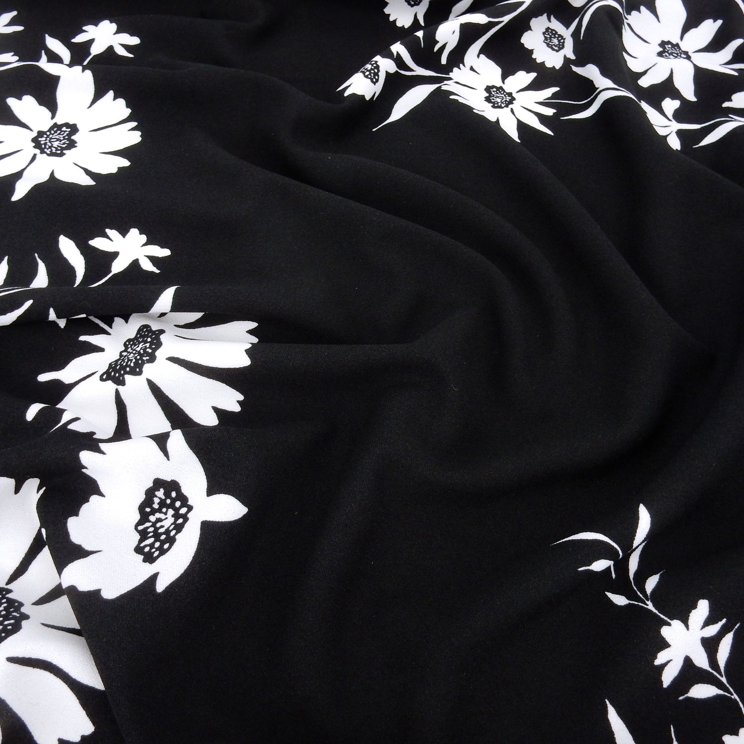 Premium Woven Stretch Crepe Fabric - CLF1-847 Black-White