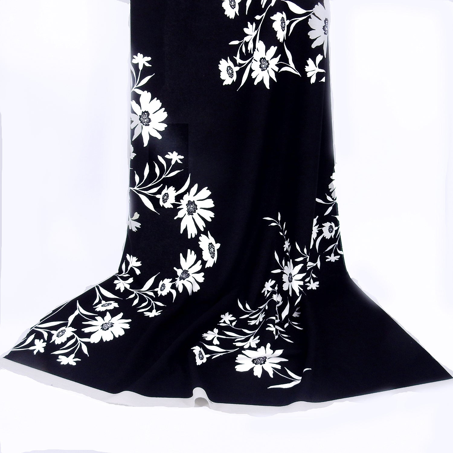 Premium Woven Stretch Crepe Fabric - CLF1-847 Black-White