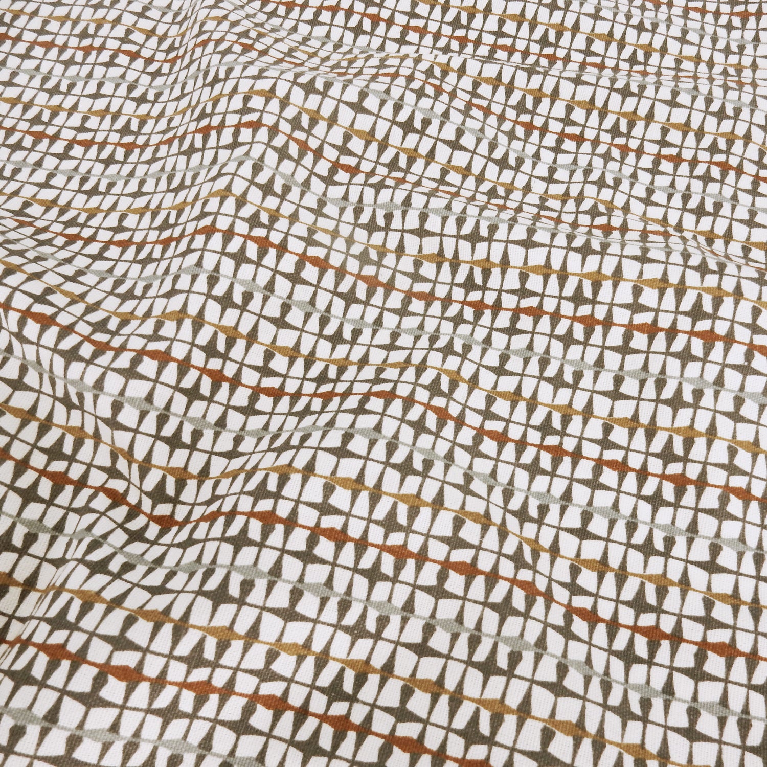 Gray & Taupe Artisanal Geometry Printed 7-Ounce Cotton Duck Fabric 293