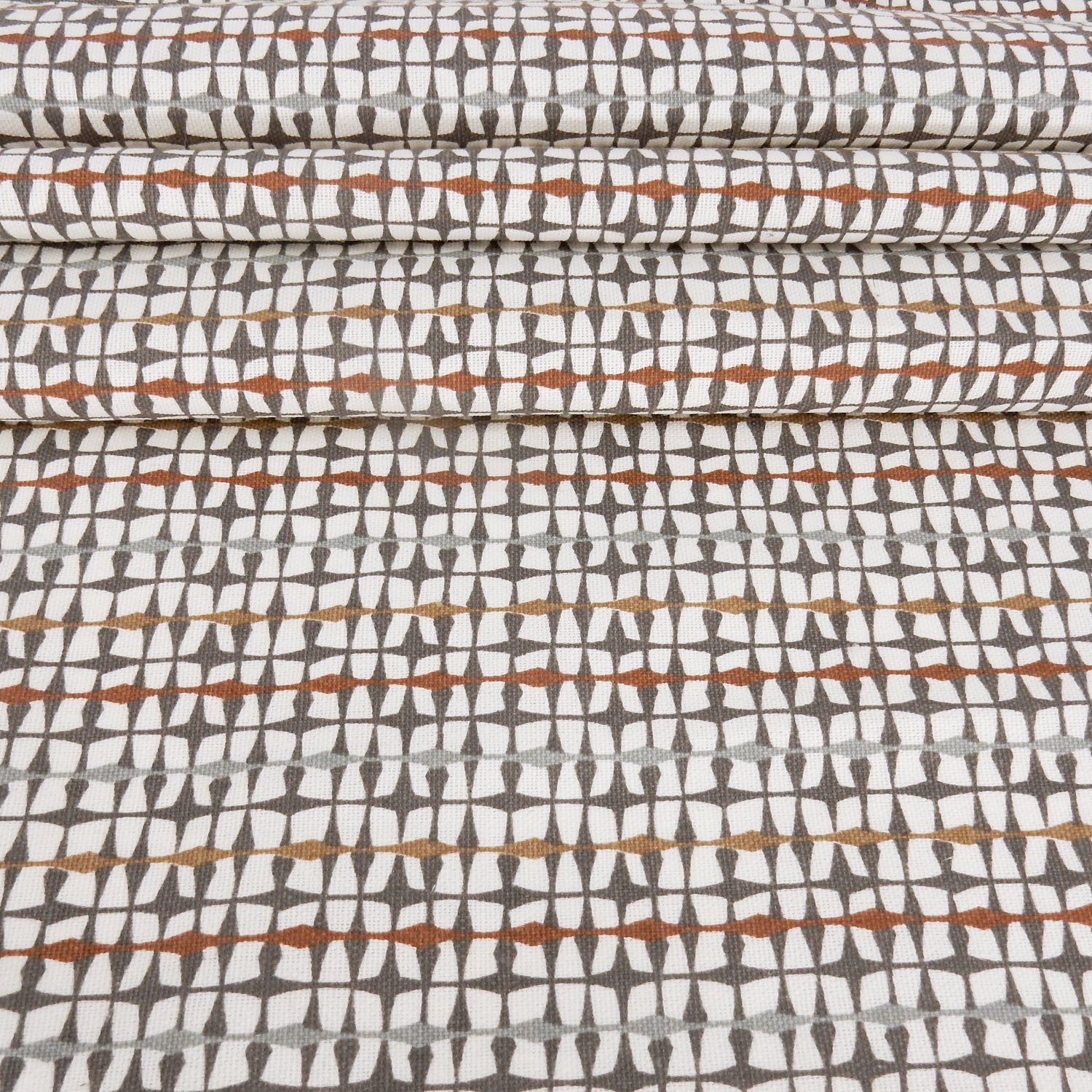 Gray & Taupe Artisanal Geometry Printed 7-Ounce Cotton Duck Fabric 293