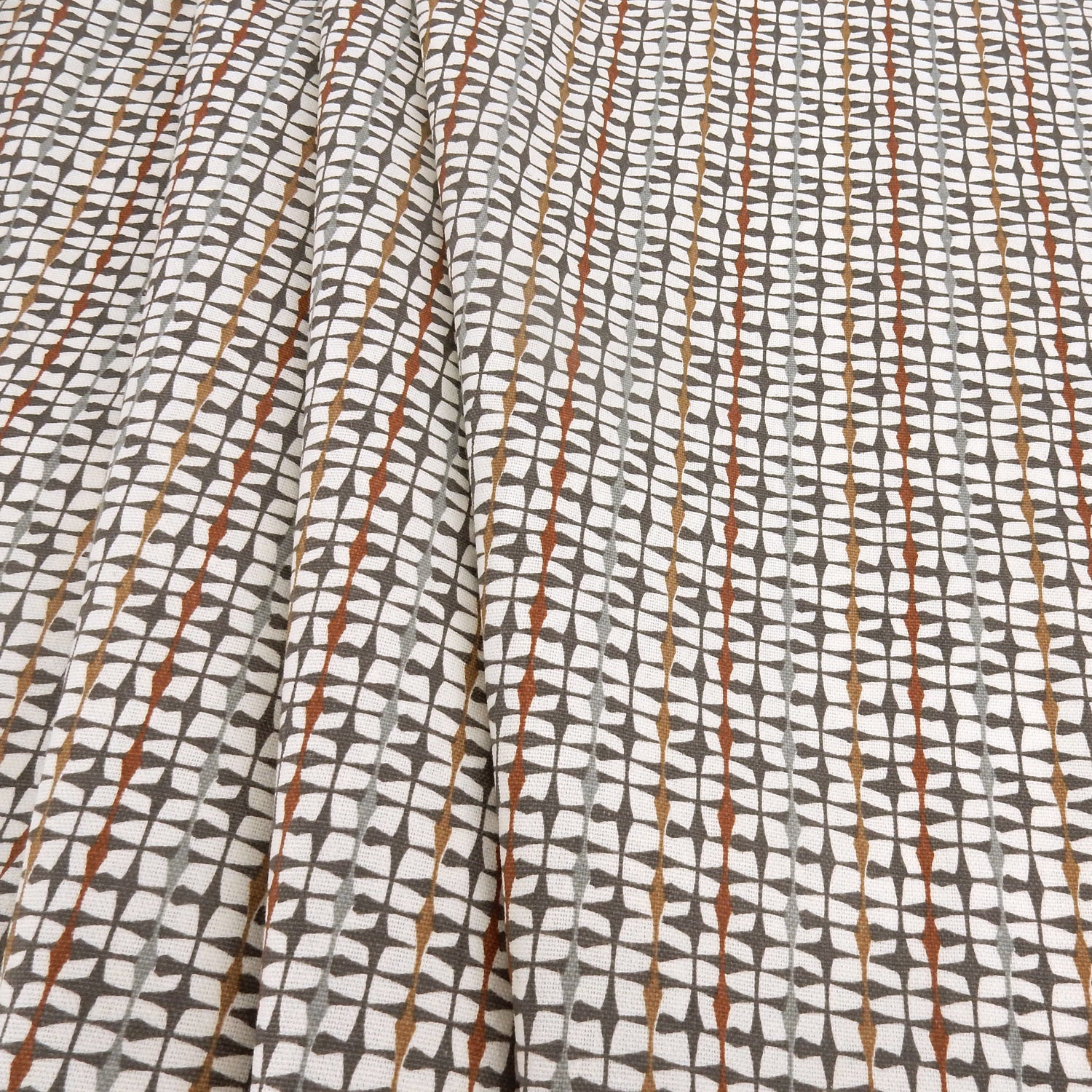 Gray & Taupe Artisanal Geometry Printed 7-Ounce Cotton Duck Fabric 293