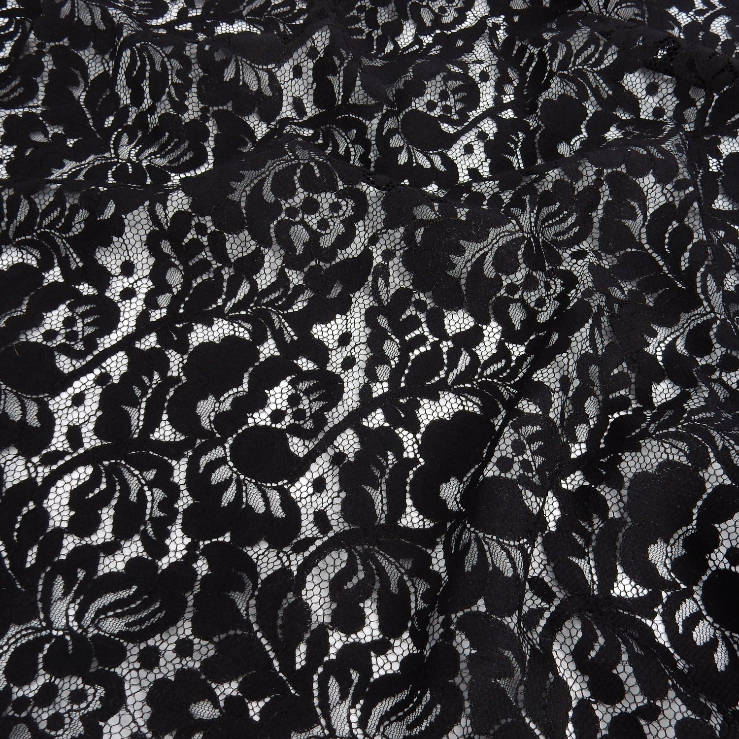 Double Scalloped Eyelash Border Klauber Lace Fabric 1243 Black