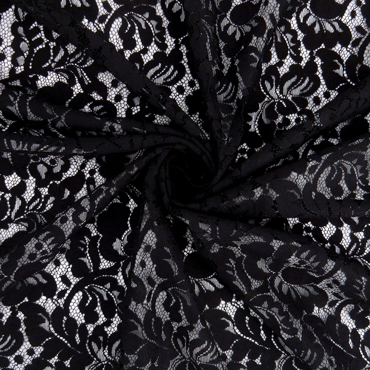 Double Scalloped Eyelash Border Klauber Lace Fabric 1243 Black