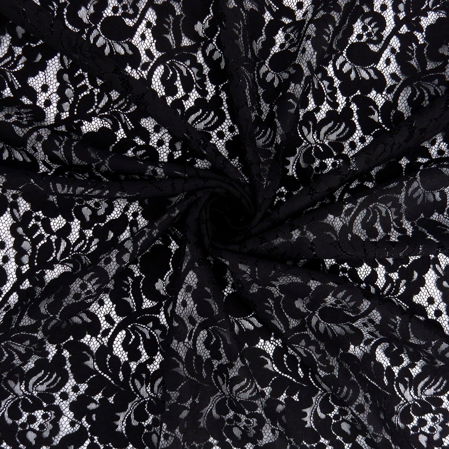 Double Scalloped Eyelash Border Klauber Lace Fabric 1243 Black