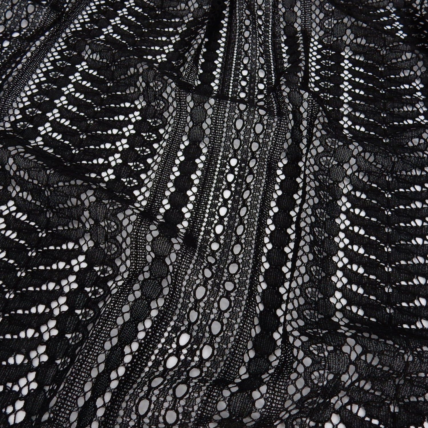 Double Scalloped Eyelash Border Klauber Lace Fabric 3542 Black