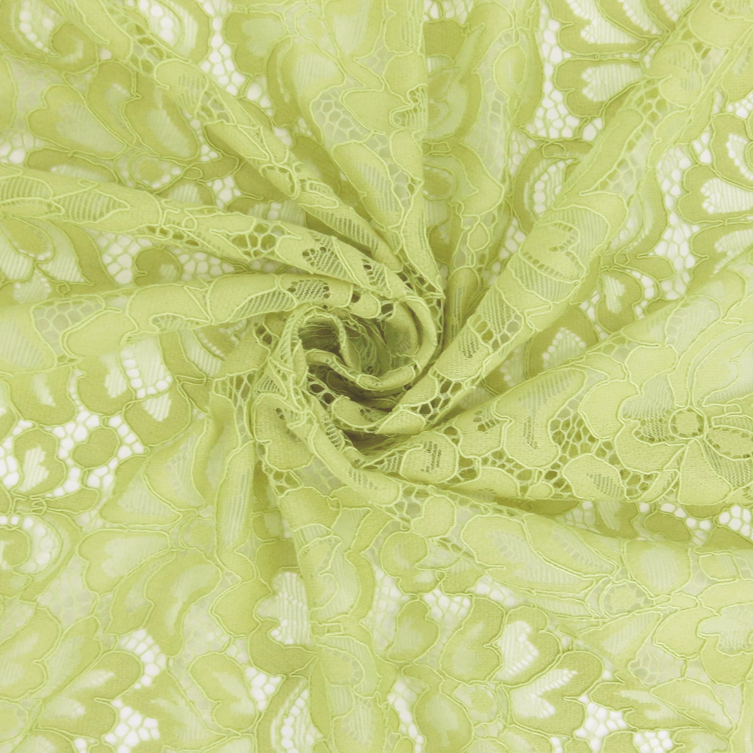 Double Scalloped Eyelash Border Klauber Lace Fabric 3543 Chartreuse
