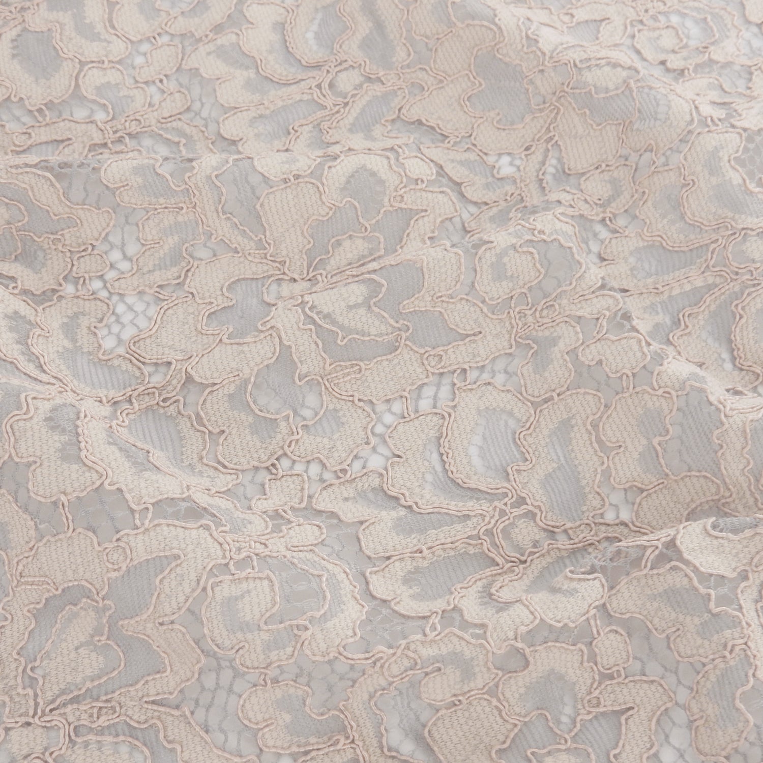 Double Scalloped Eyelash Border Klauber Lace Fabric 3543 Dusty Blue/Seashell