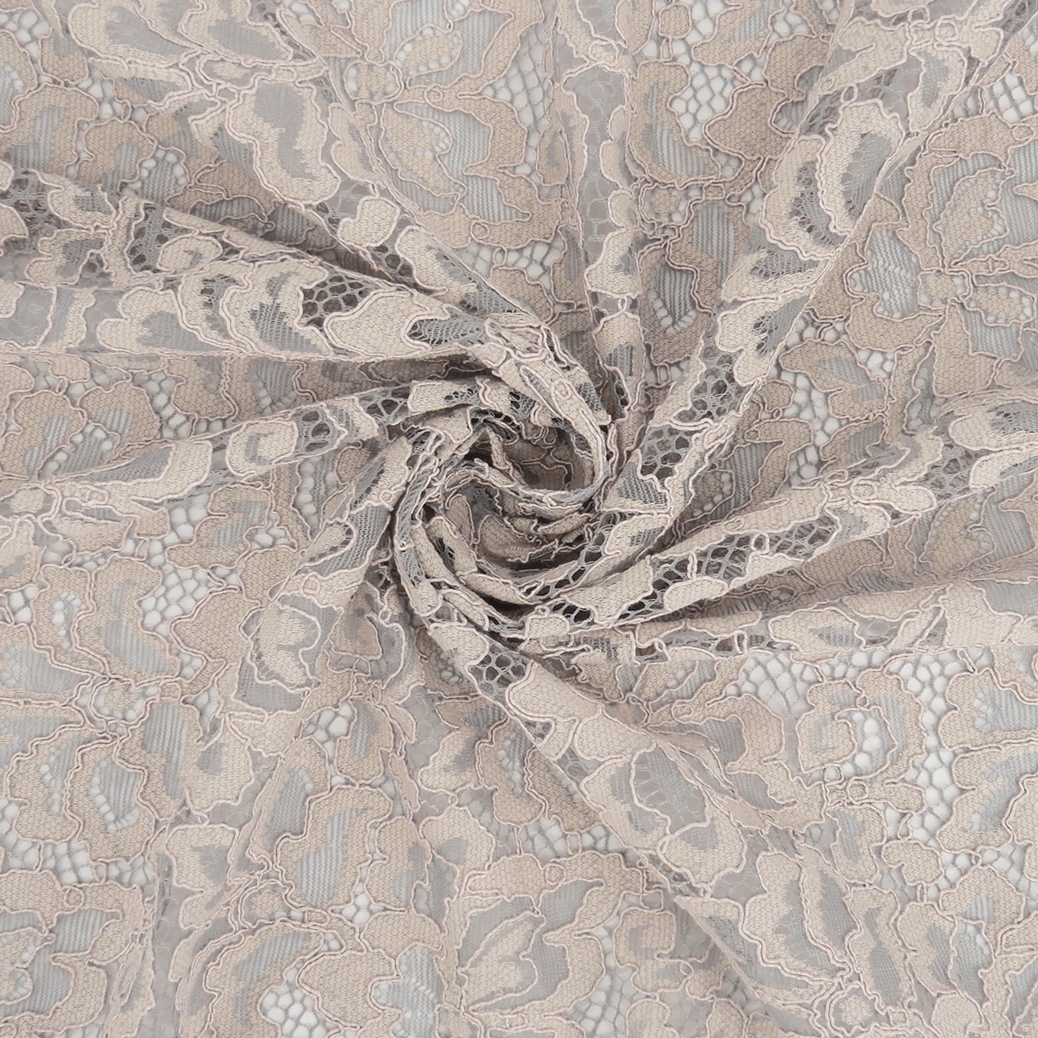 Double Scalloped Eyelash Border Klauber Lace Fabric 3543 Dusty Blue/Seashell