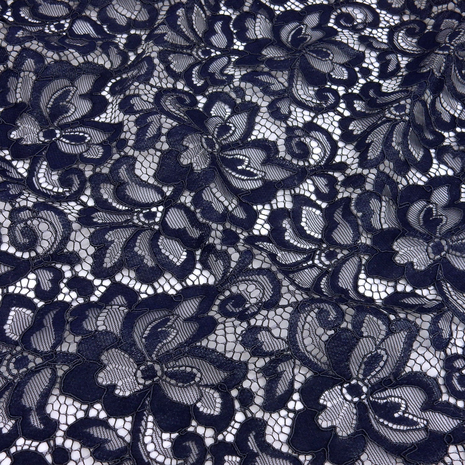 Double Scalloped Eyelash Border Klauber Lace Fabric 3543 Night