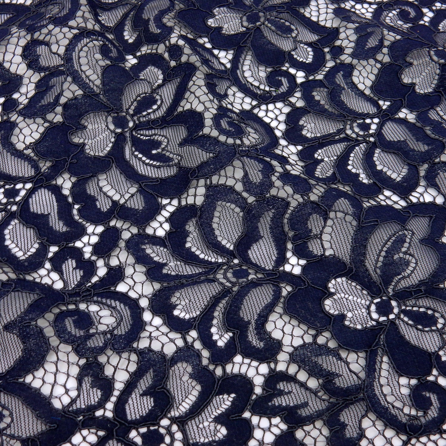 Double Scalloped Eyelash Border Klauber Lace Fabric 3543 Night