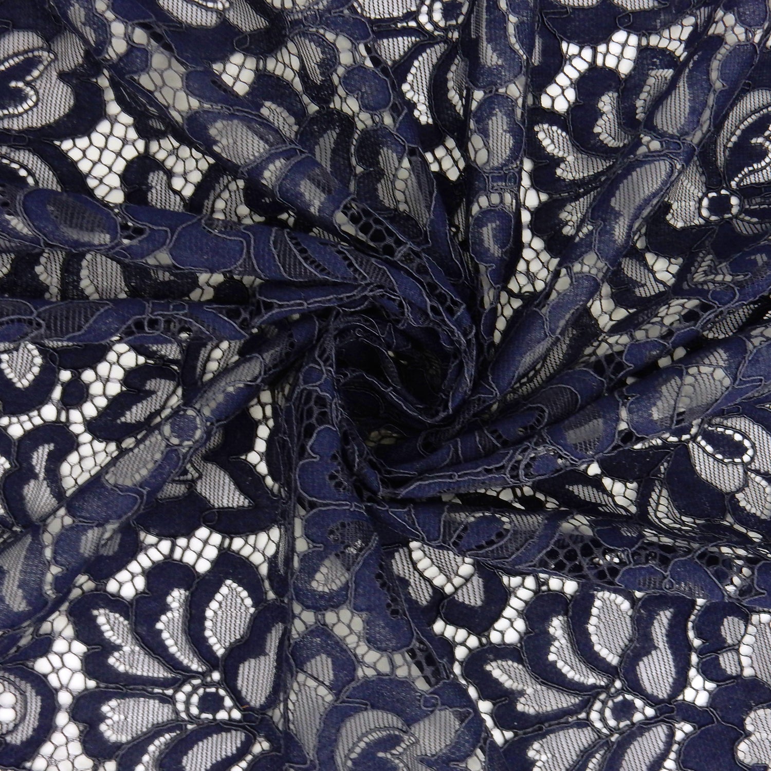 Double Scalloped Eyelash Border Klauber Lace Fabric 3543 Night