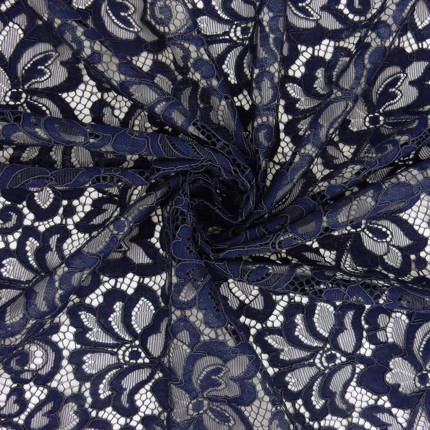 Double Scalloped Eyelash Border Klauber Lace Fabric 3543 Night