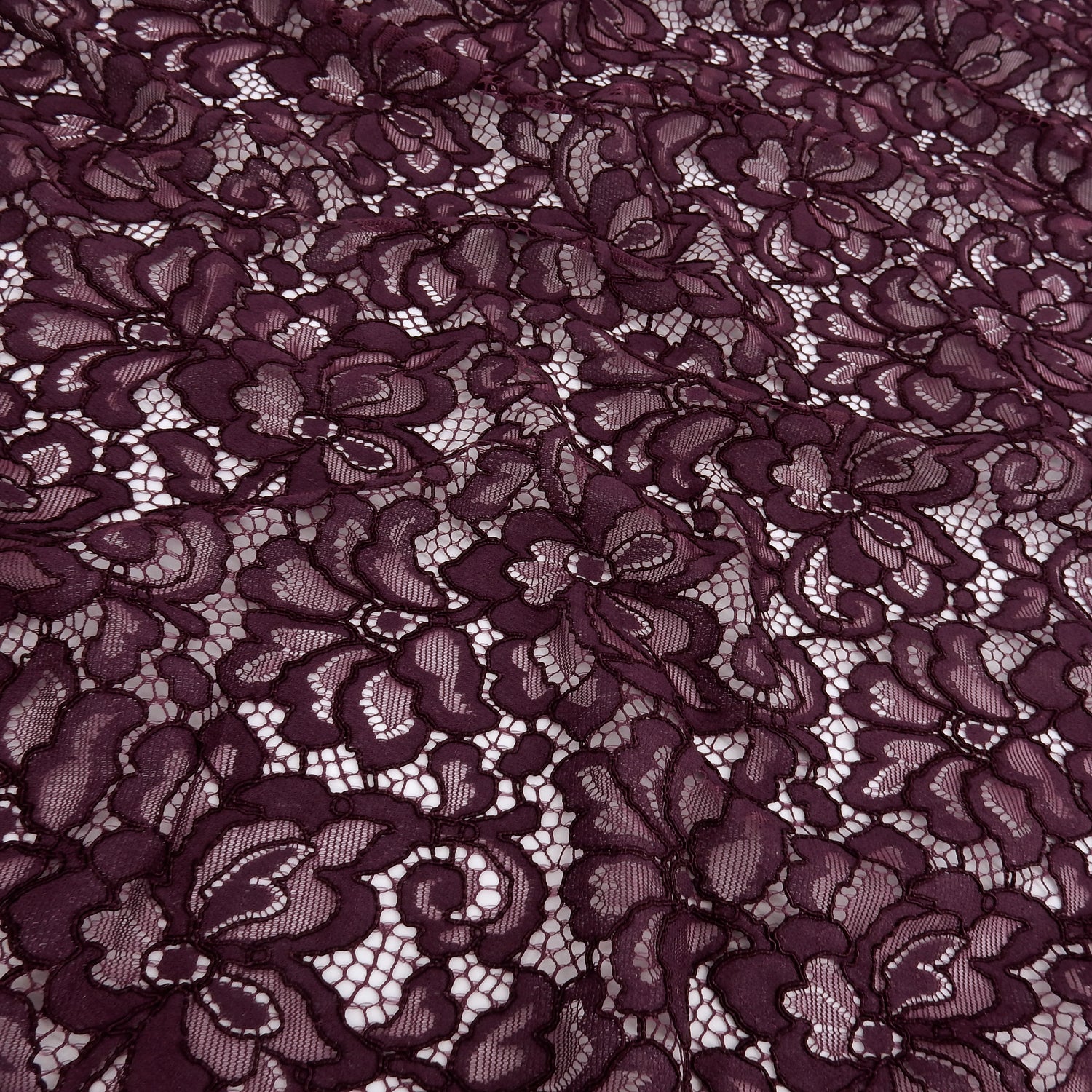 Double Scalloped Eyelash Border Klauber Lace Fabric 3543 Dark Violet