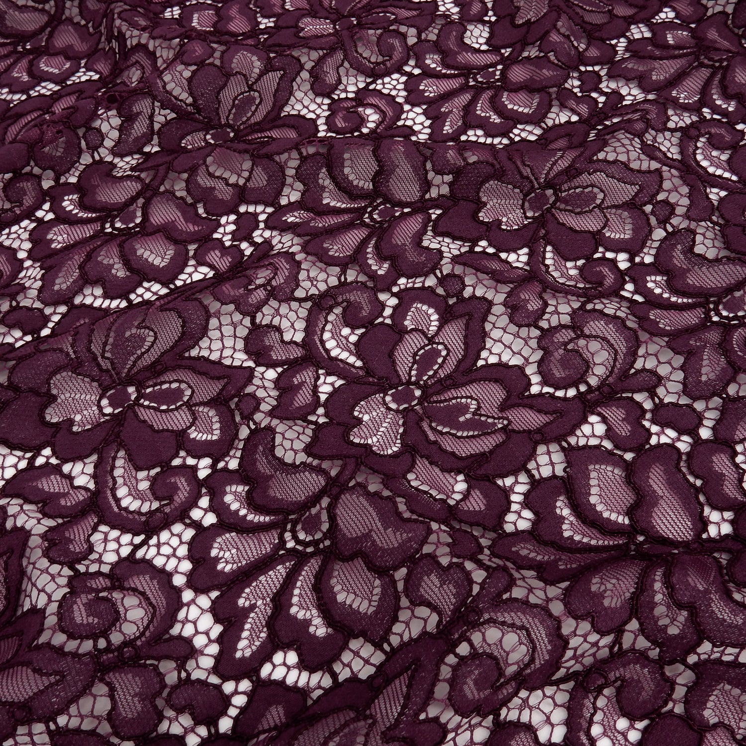 Double Scalloped Eyelash Border Klauber Lace Fabric 3543 Dark Violet