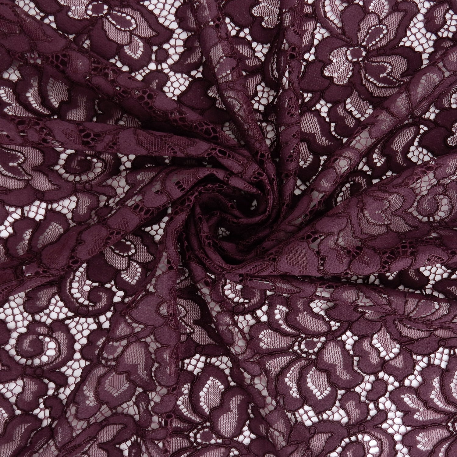Double Scalloped Eyelash Border Klauber Lace Fabric 3543 Dark Violet