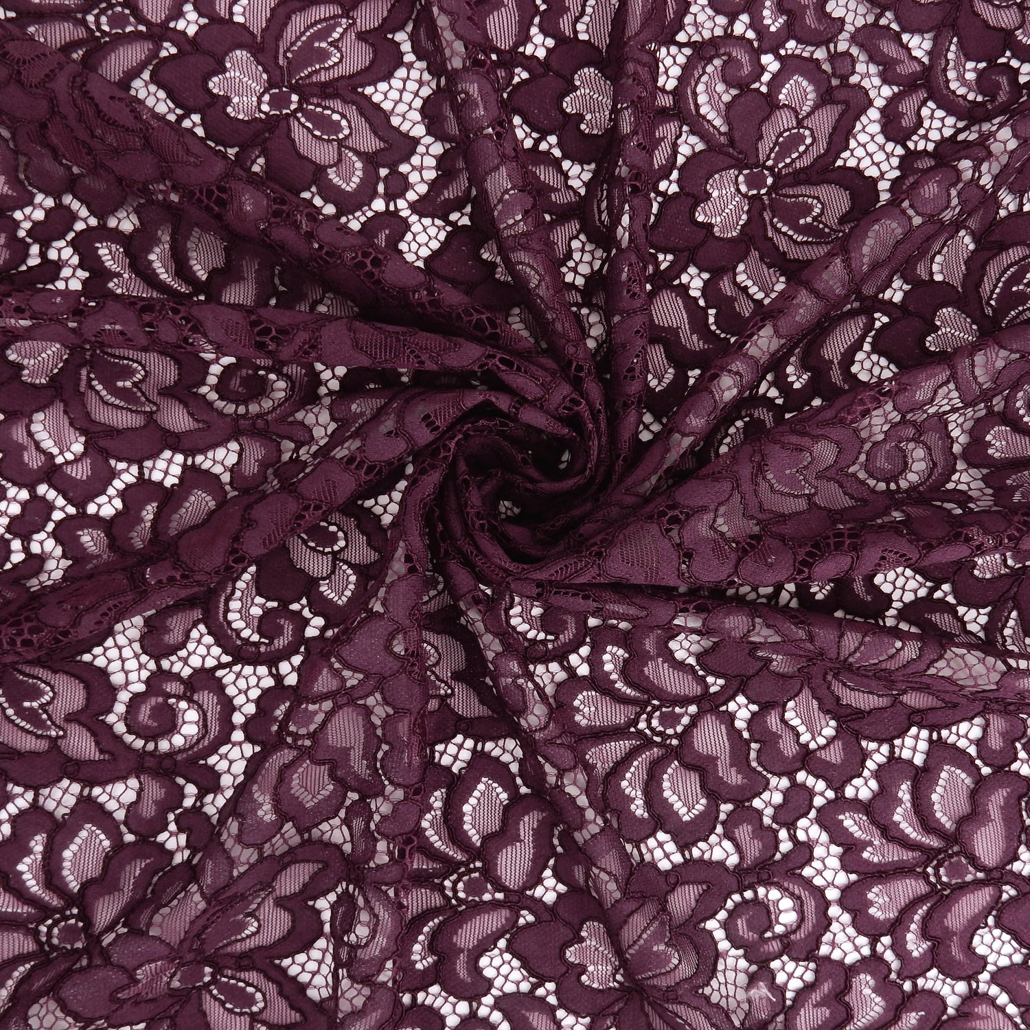 Double Scalloped Eyelash Border Klauber Lace Fabric 3543 Dark Violet