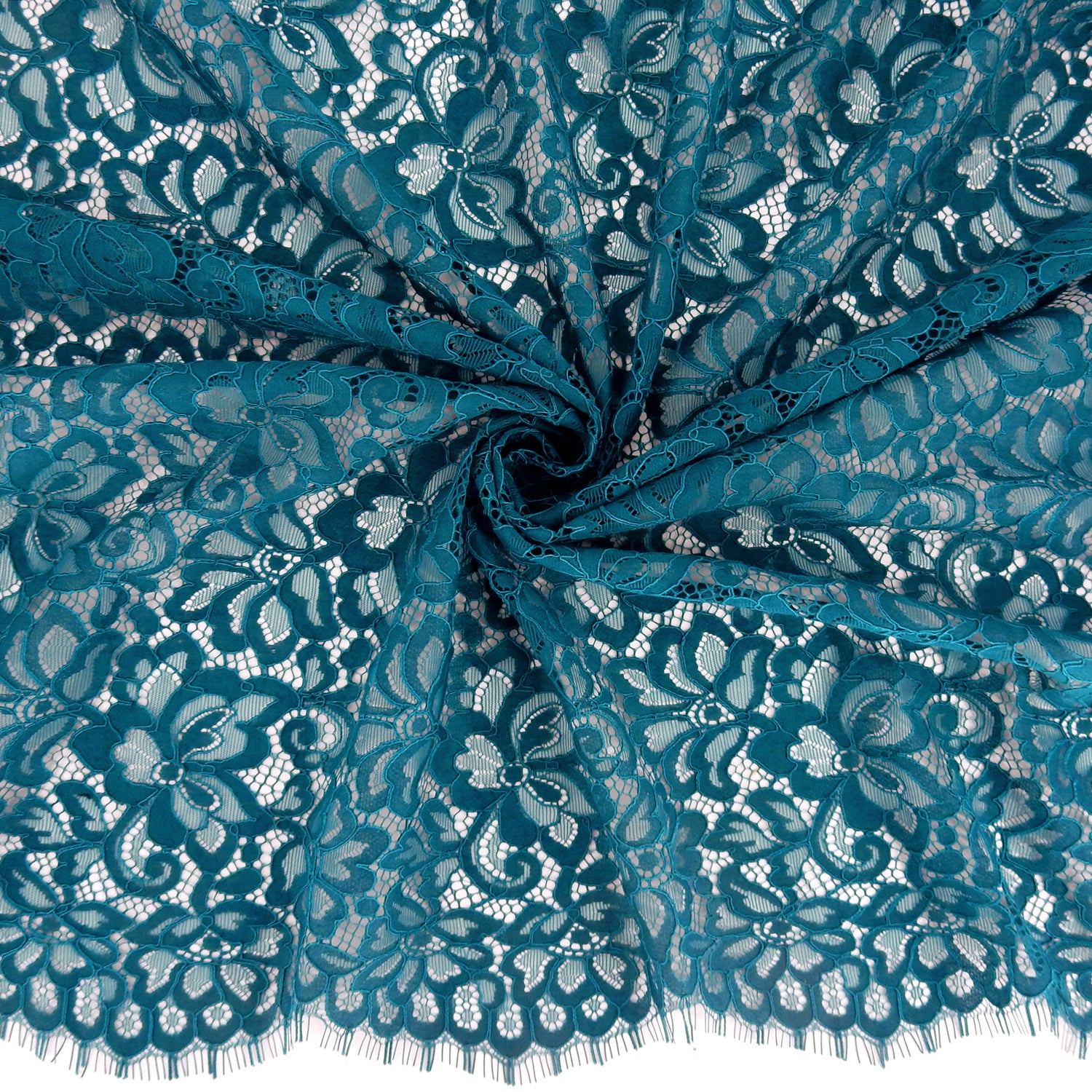 Double Scalloped Eyelash Border Klauber Lace Fabric 3543 Spice