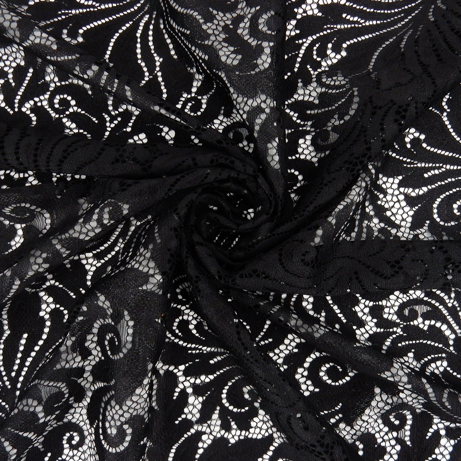 Double Scalloped Eyelash Border Klauber Lace Fabric 3570 Black