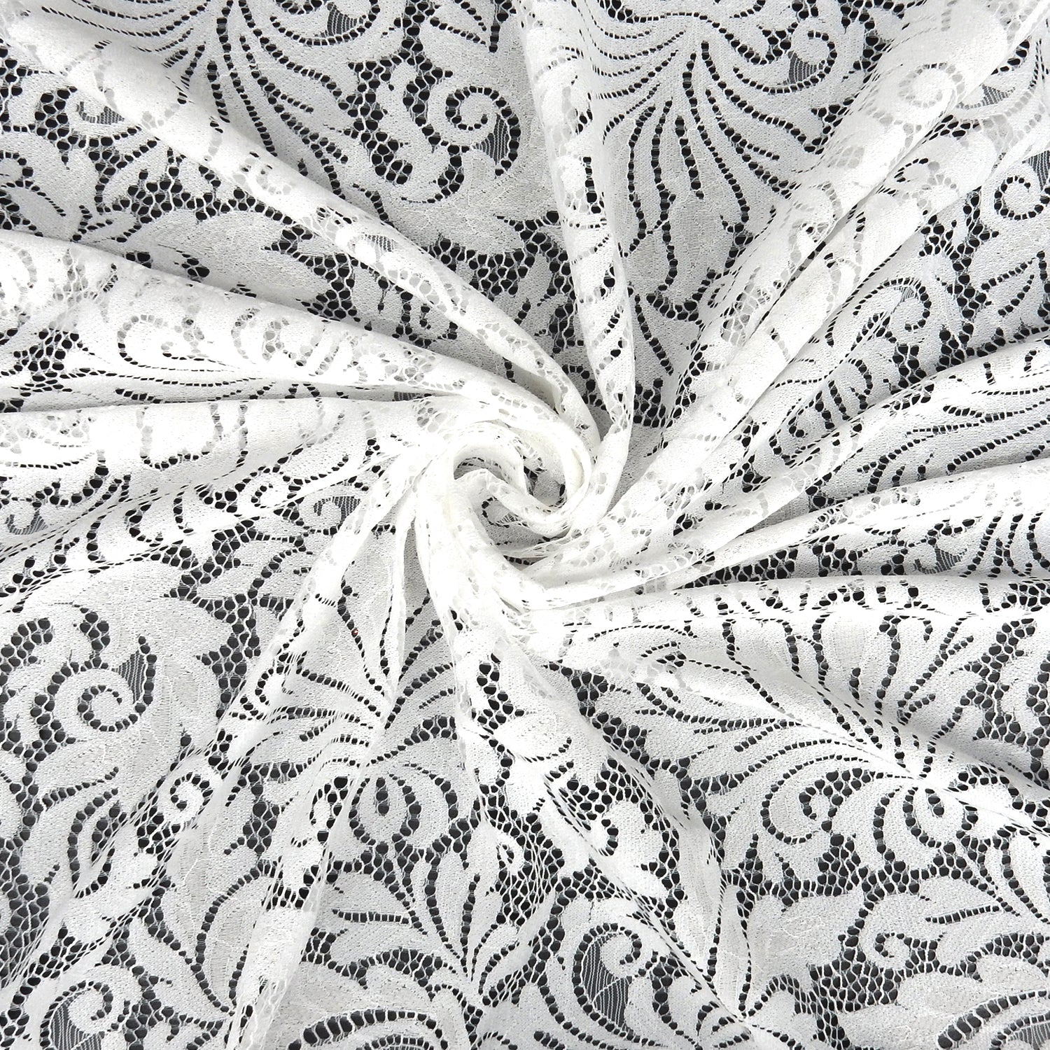 Double Scalloped Eyelash Border Klauber Lace Fabric 3570 Ivory