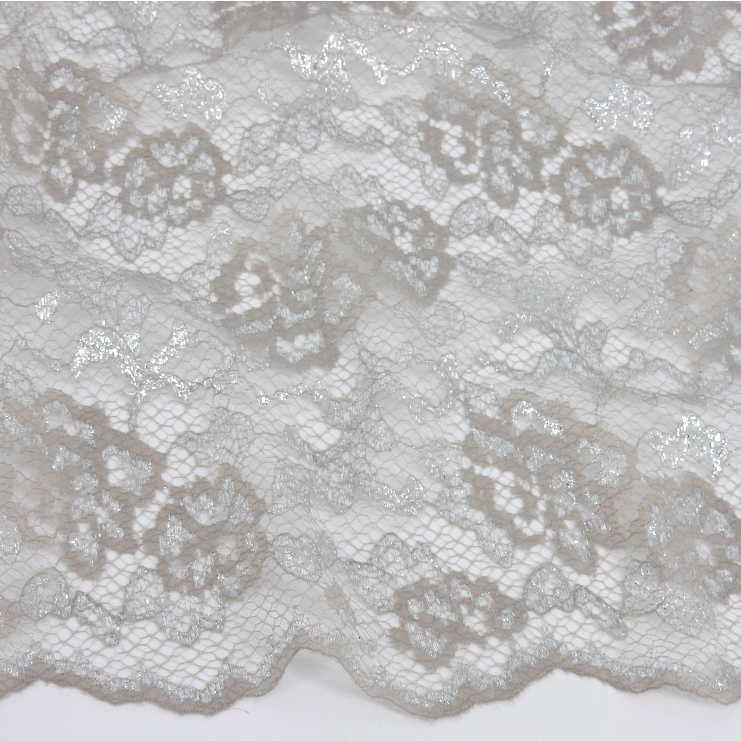 Metallic Double-Sided Border Klauber Lace Fabric 3831 Sandstone/Silver