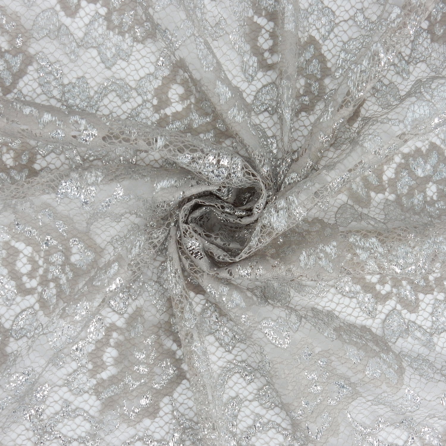 Metallic Double-Sided Border Klauber Lace Fabric 3831 Sandstone/Silver
