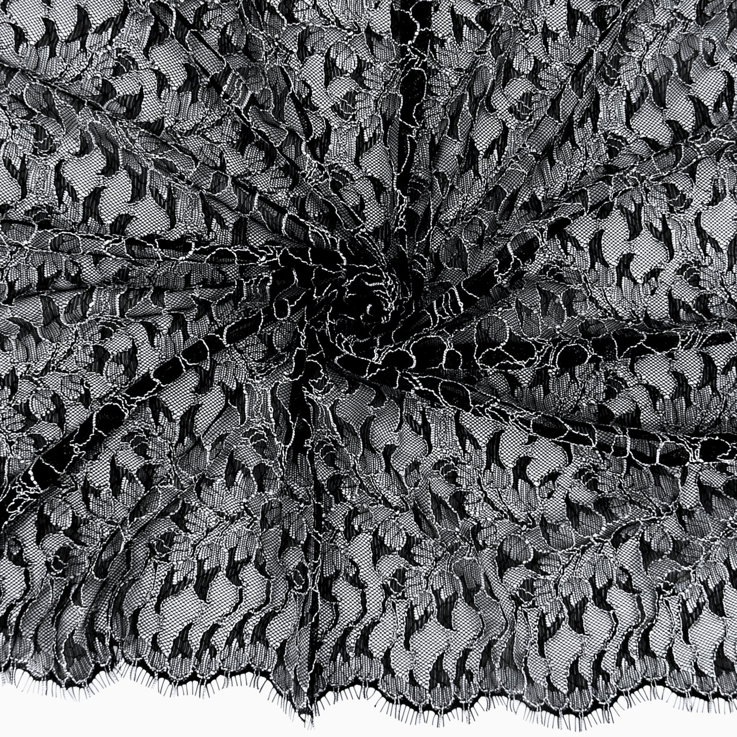 Double Sided Eyelash Border Mesh Klauber Lace Fabric 3852 Black/Ivory