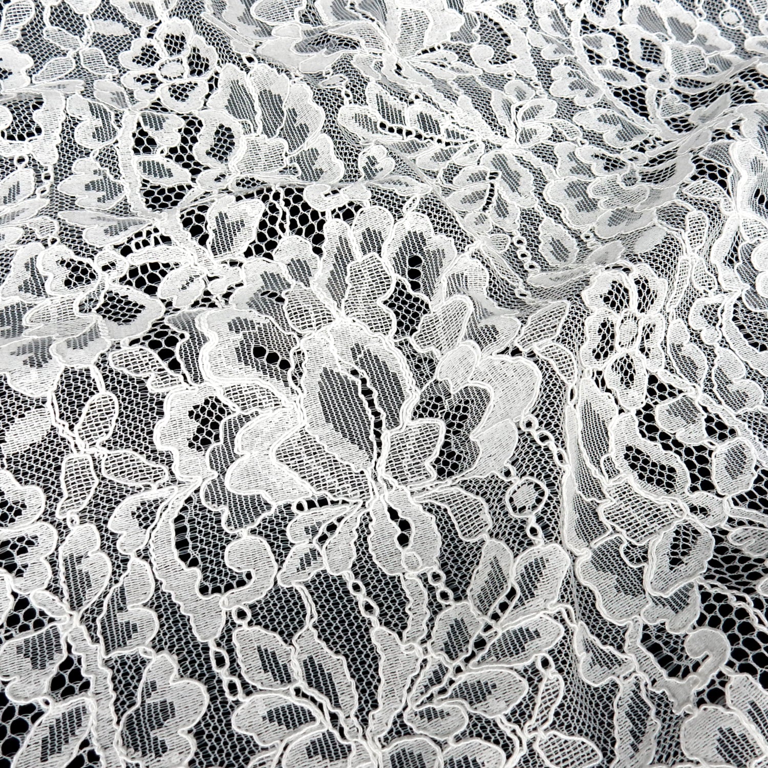 Double Scalloped Eyelash Border Klauber Lace Fabric 4000 Off White